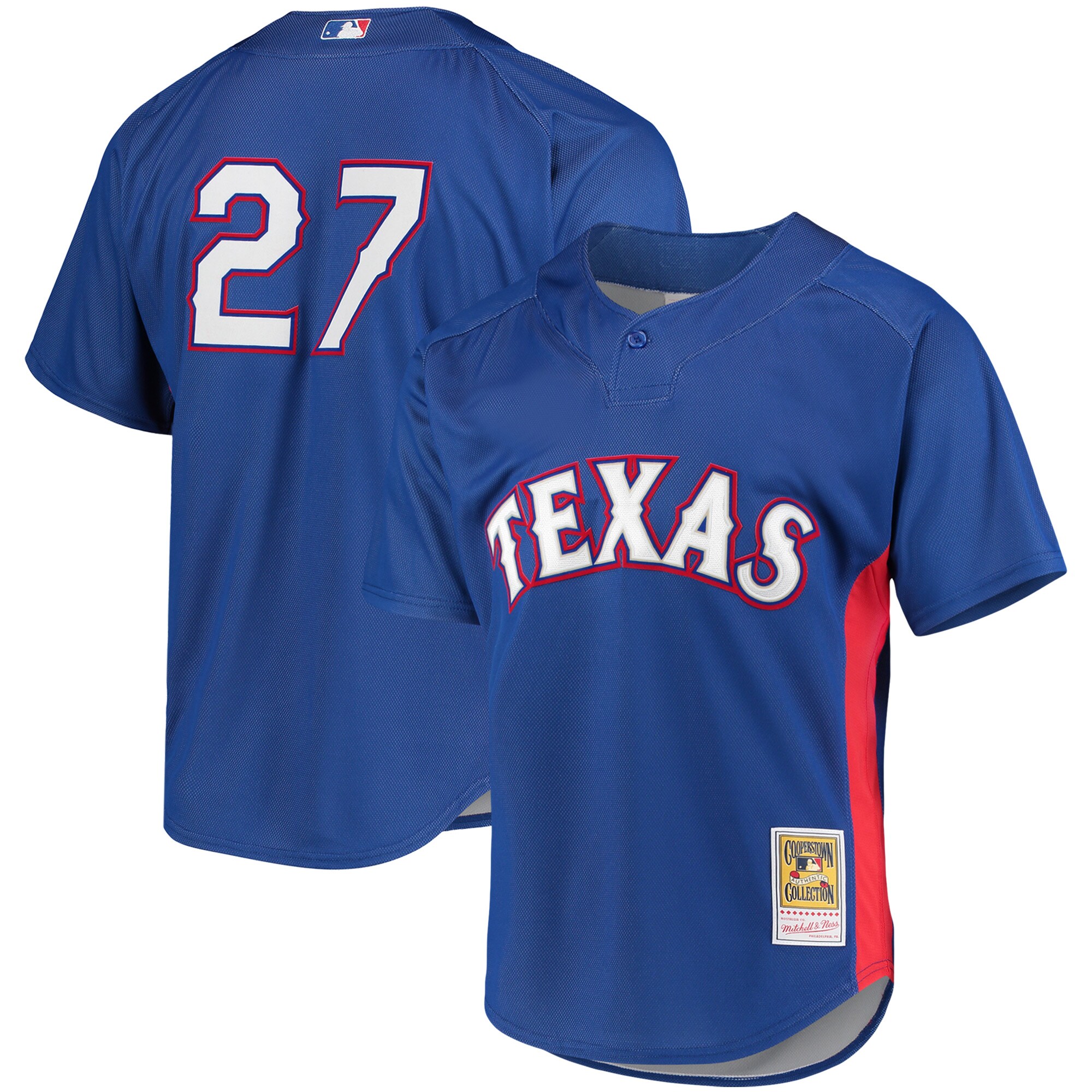 Vladimir Guerrero Texas Rangers Mitchell & Ness Cooperstown Collection Mesh Batting Practice Button-Up Jersey - Royal - vstockx