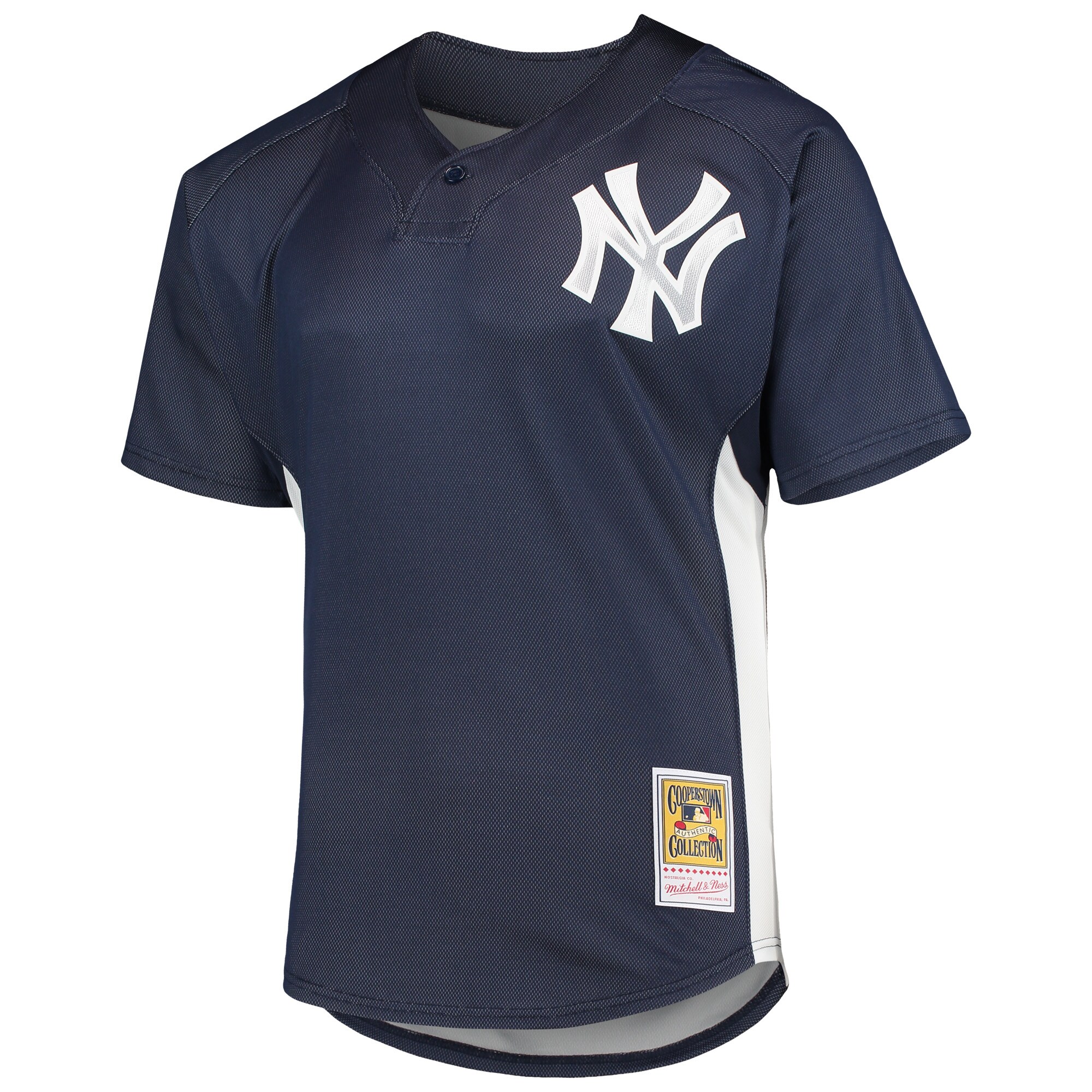 Derek Jeter New York Yankees Mitchell & Ness Cooperstown Collection Mesh Batting Practice Button-Up Jersey - Navy - vstockx