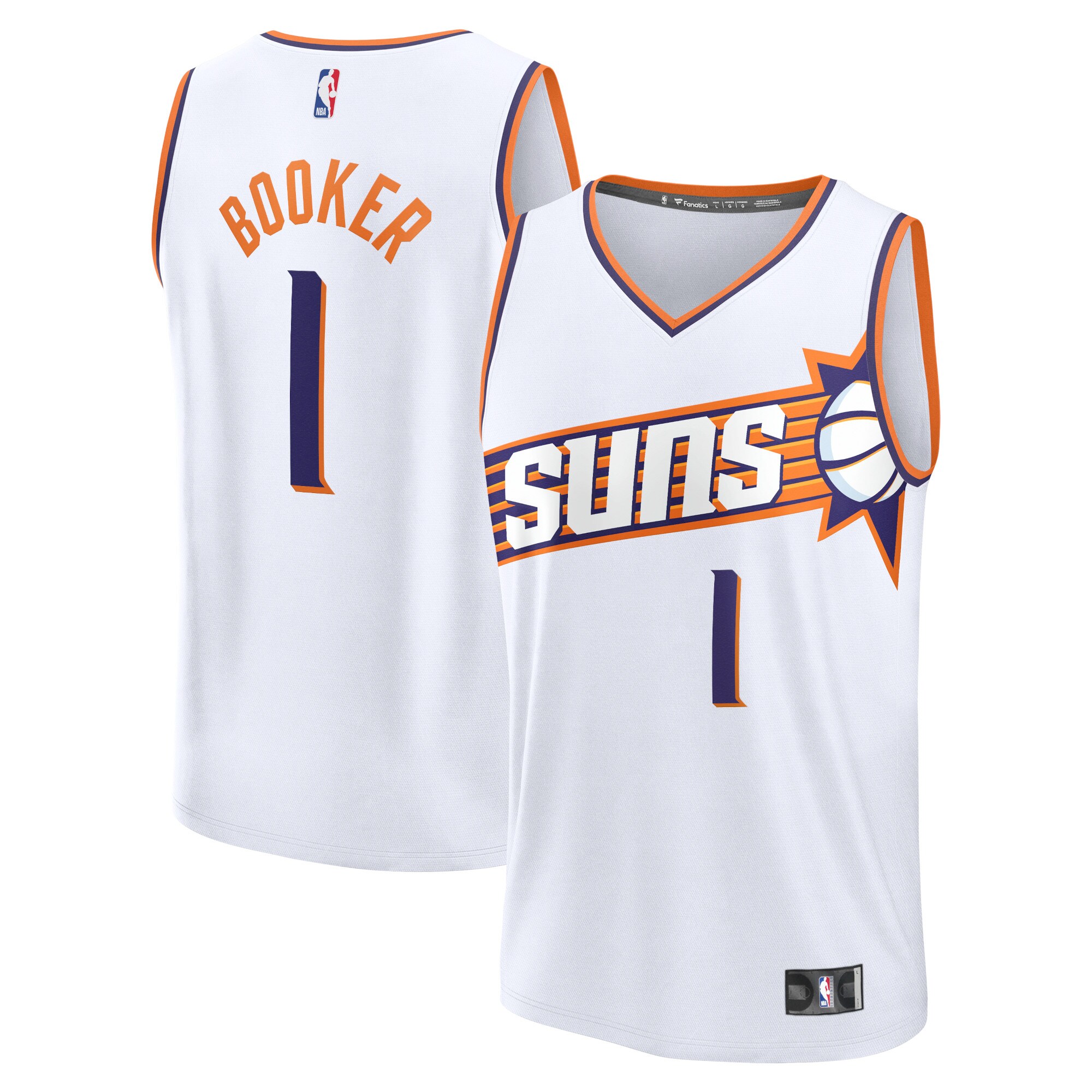 Devin Booker Phoenix Suns Fanatics Branded 2023/24 Fast Break Replica Jersey - Association Edition - White - vstockx