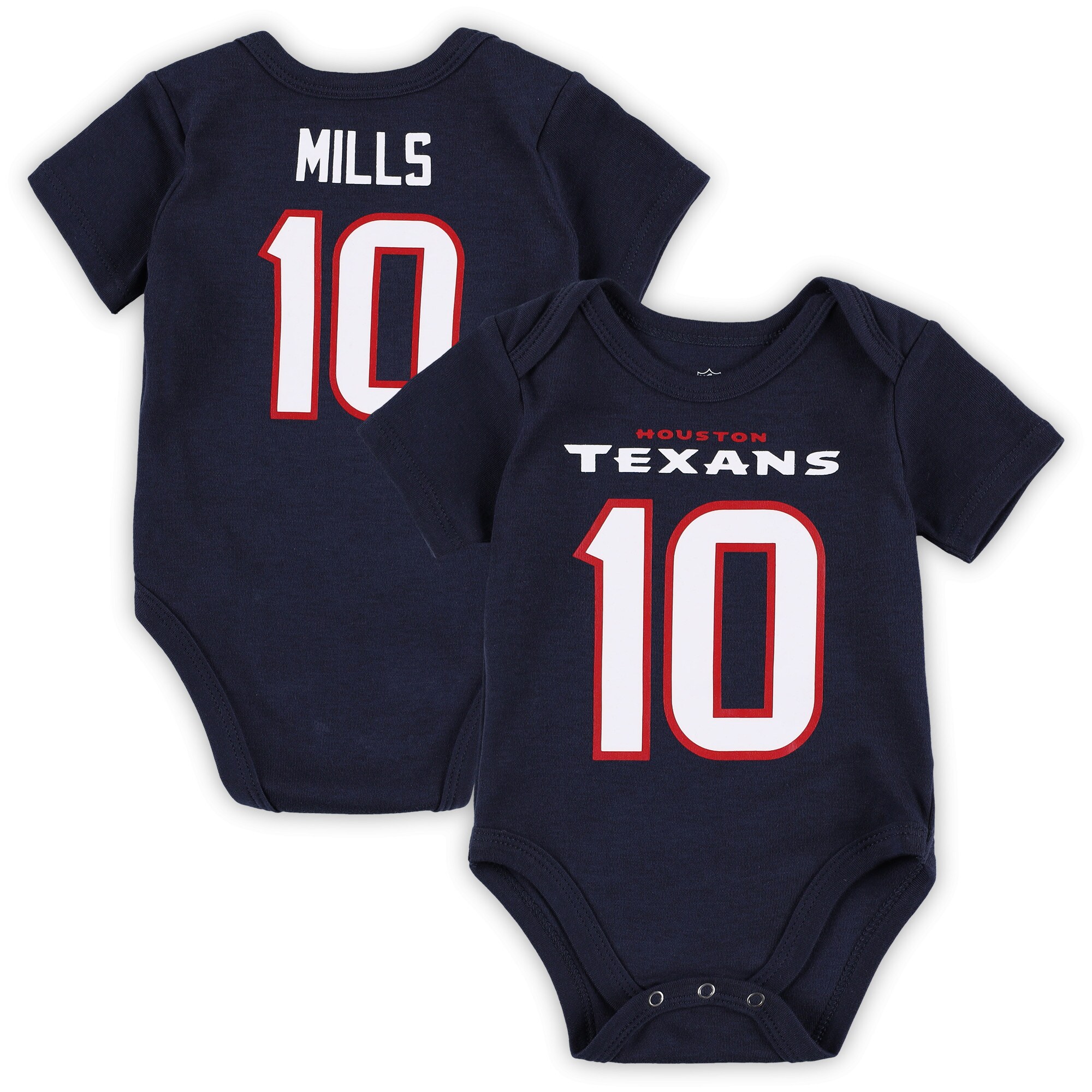 Davis Mills Houston Texans Newborn & Infant Team Player Bodysuit - Navy - vstockx