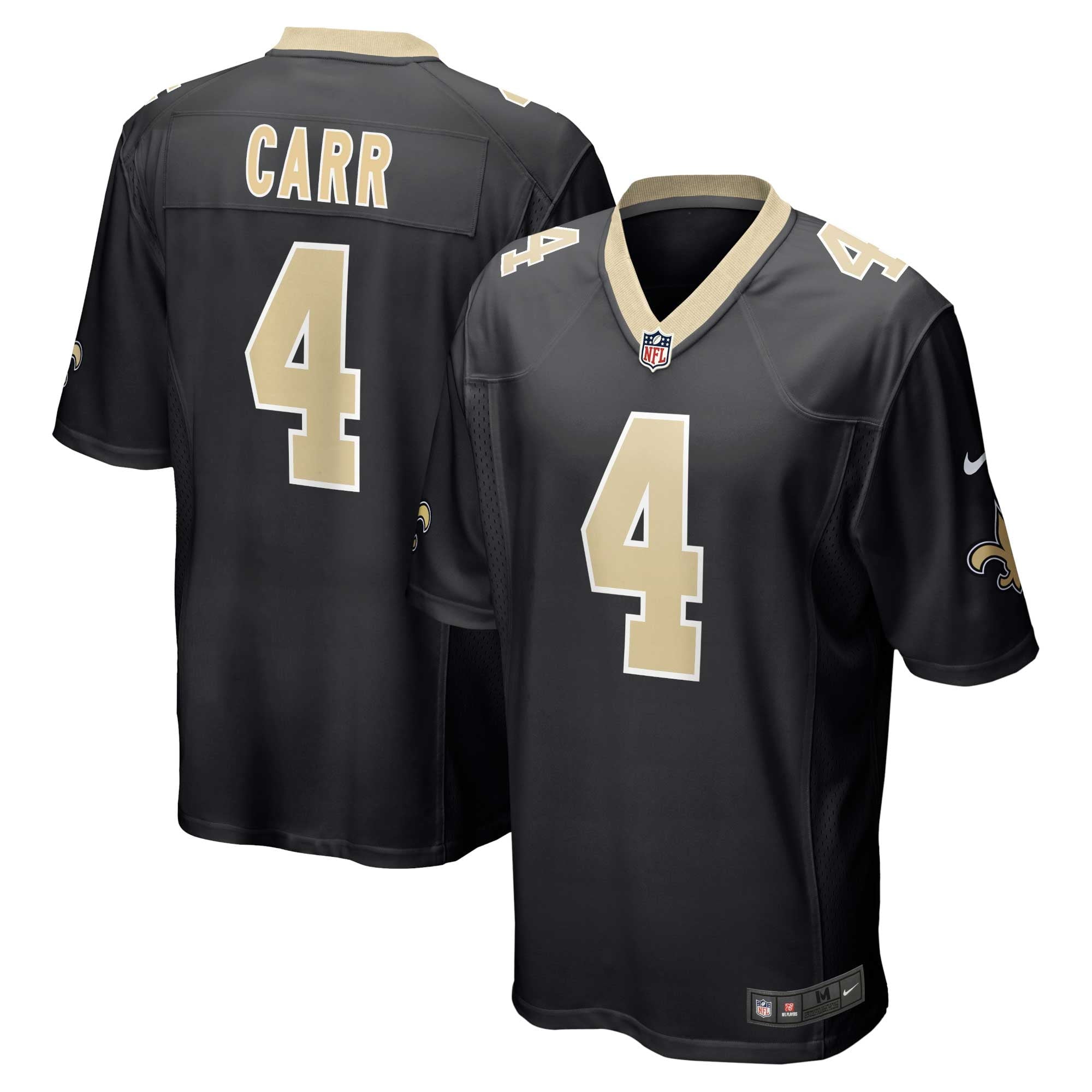 Men's Nike Derek Carr Black New Orleans Saints Game Jersey - vstockx