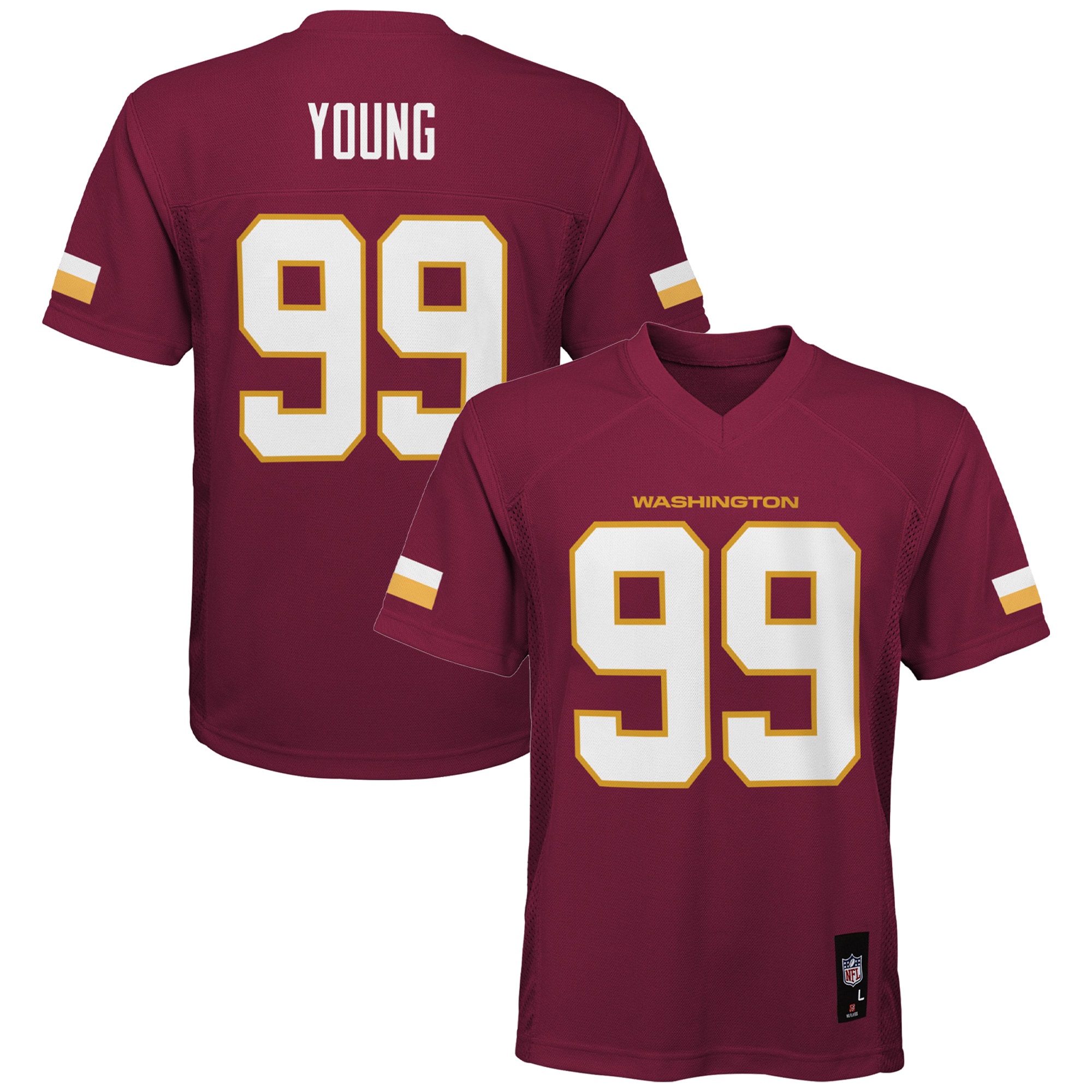 Chase Young Washington Commanders Youth Replica Player Jersey - Burgundy - vstockx
