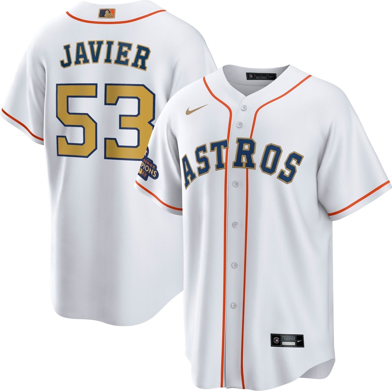 Nike Men's Houston Astros Gold Cristian Javier Replica Jersey - vstockx