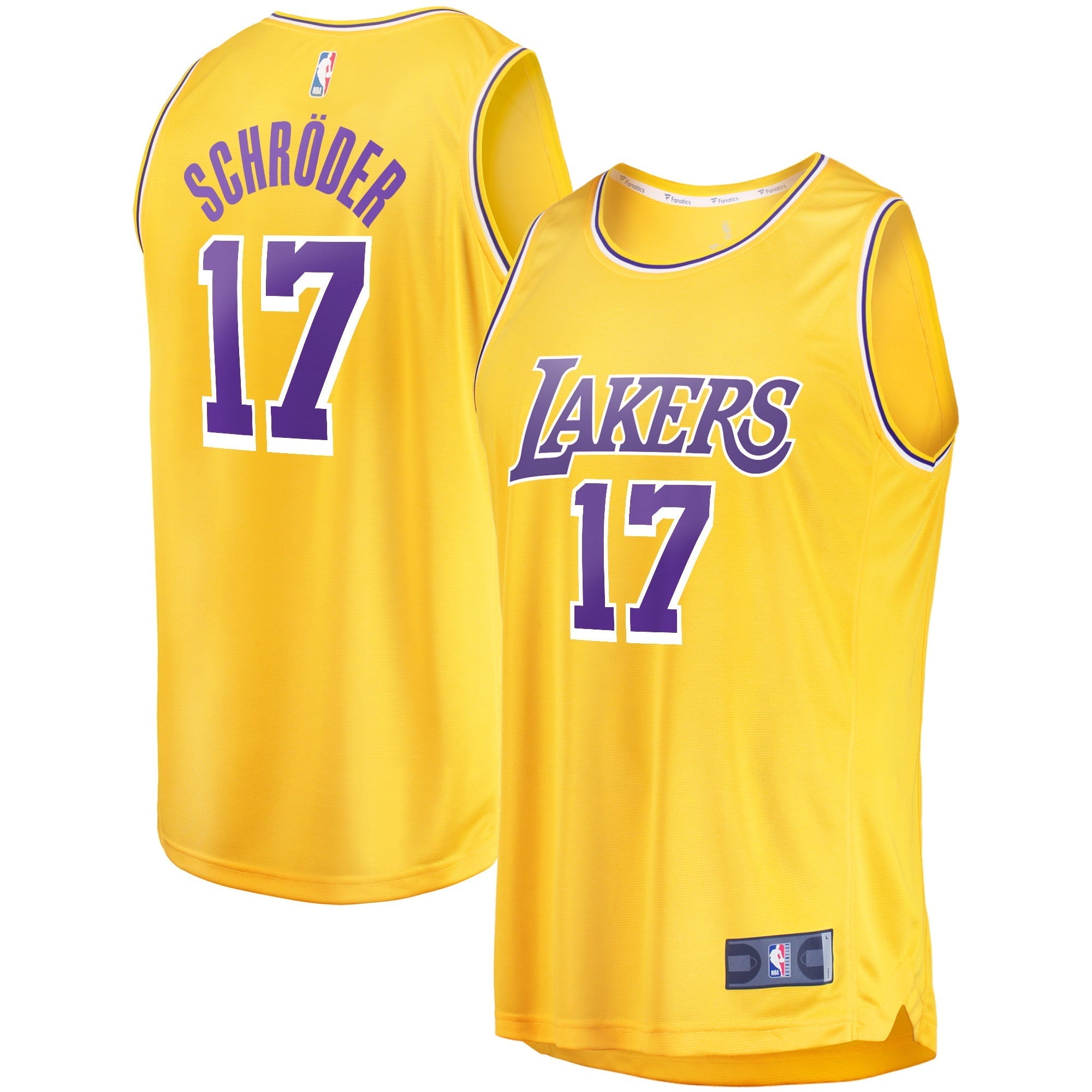 Men's Fanatics Branded Dennis Schroder Gold Los Angeles Lakers Fast Break Player Jersey - Icon Edition - vstockx