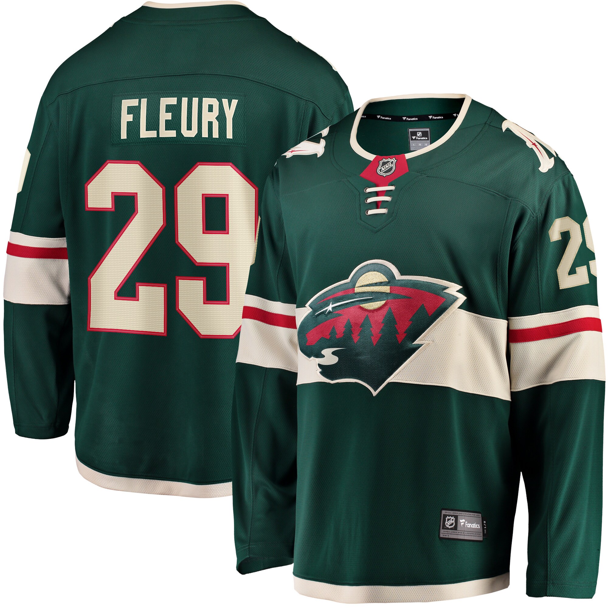 Marc-Andre Fleury Minnesota Wild Fanatics Branded Home Premier Breakaway Player Jersey - Green - vstockx