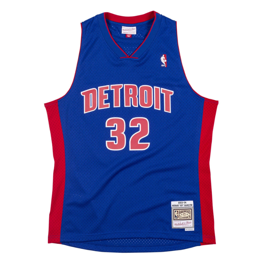 Men's Detroit Pistons Richard 'Rip' Hamilton 2003-04 Royal Mitchell & Ness NBA Men's Hardwood Classic Swingman Jersey - vstockx