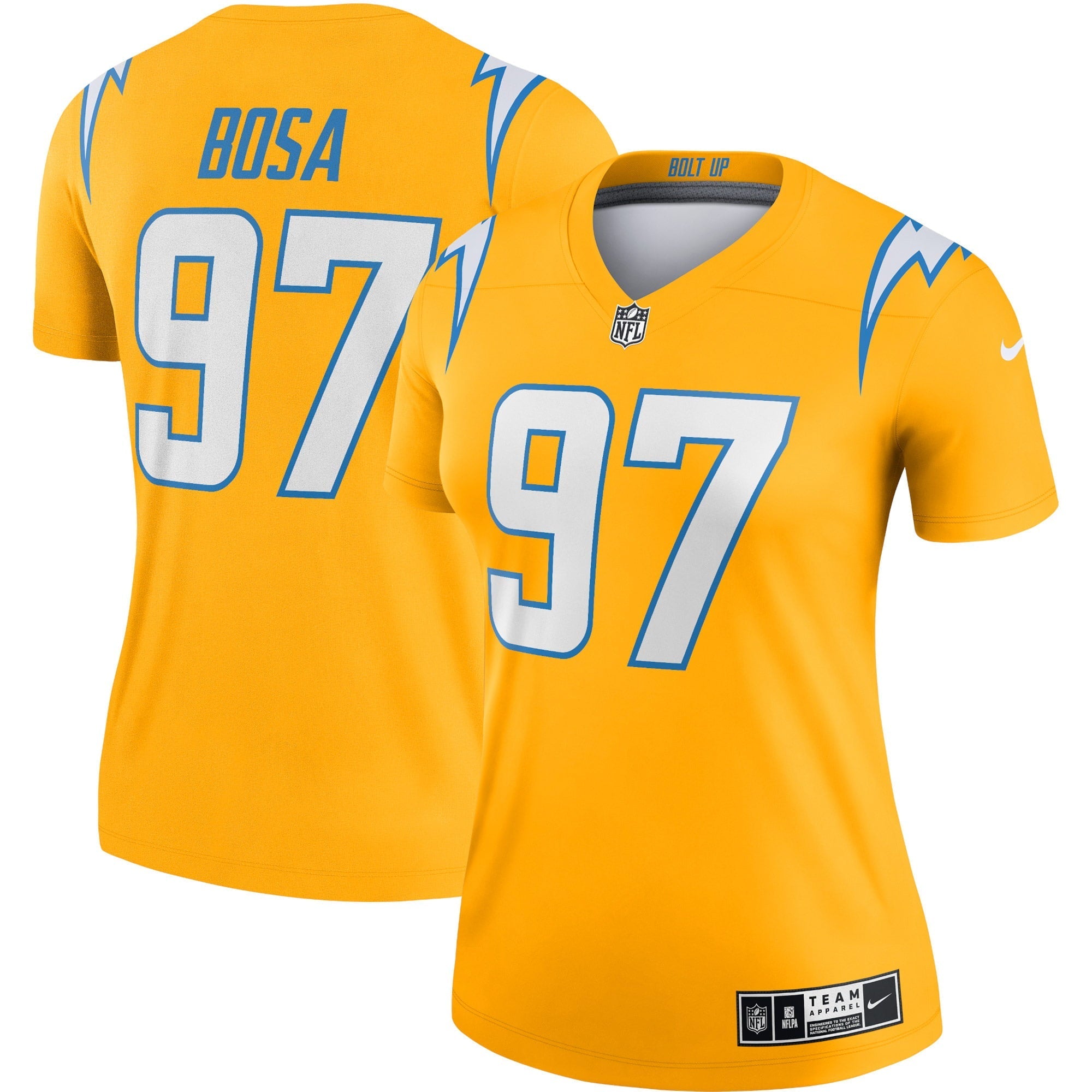 Women's Nike Joey Bosa Gold Los Angeles Chargers Inverted Legend Jersey - vstockx