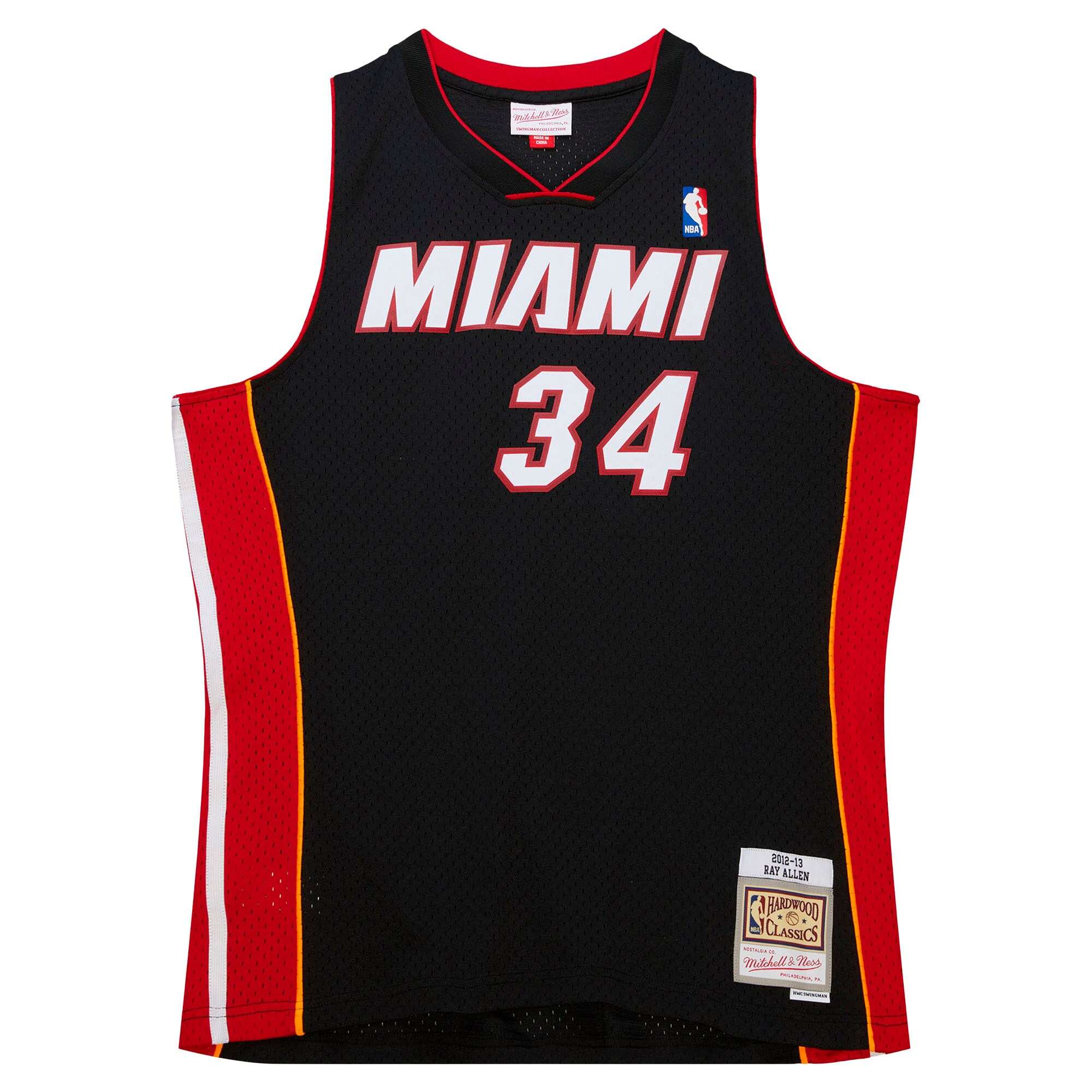 Ray Allen Miami Heat Mitchell & Ness Hardwood Classics Swingman Jersey - Black - vstockx