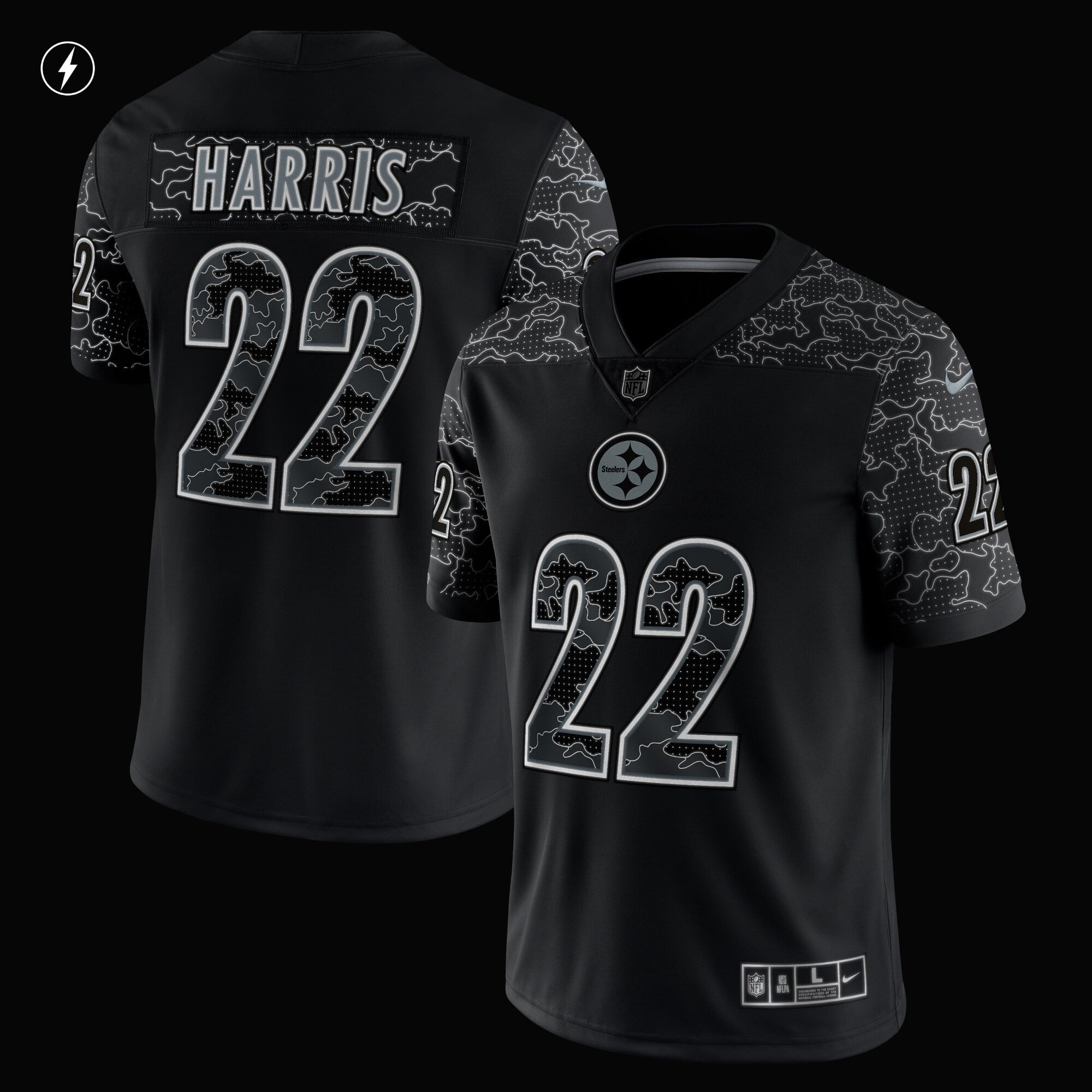 Men's Nike Najee Harris Black Pittsburgh Steelers RFLCTV Limited Jersey - vstockx