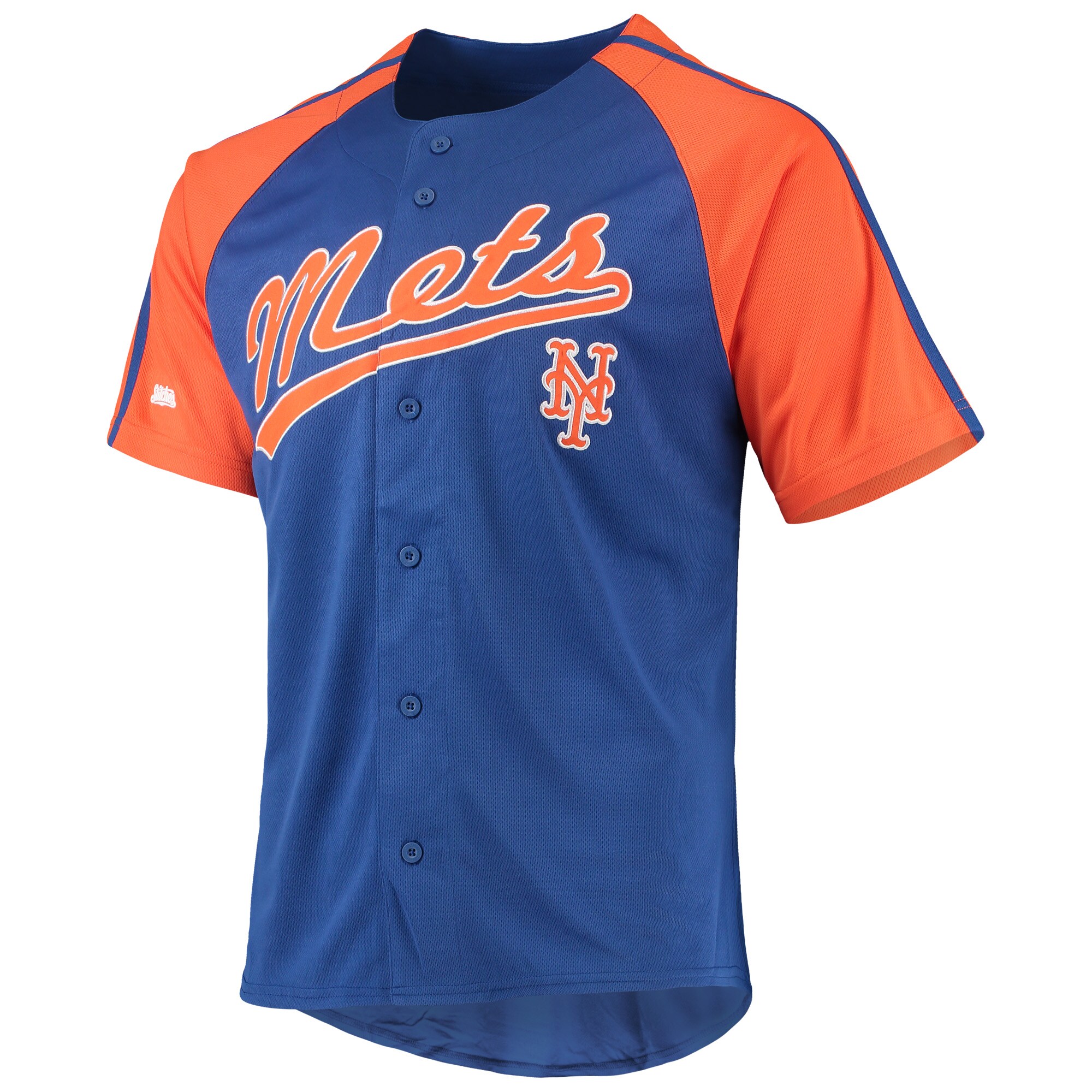 New York Mets Stitches Button-Down Raglan Replica Jersey - Royal - vstockx
