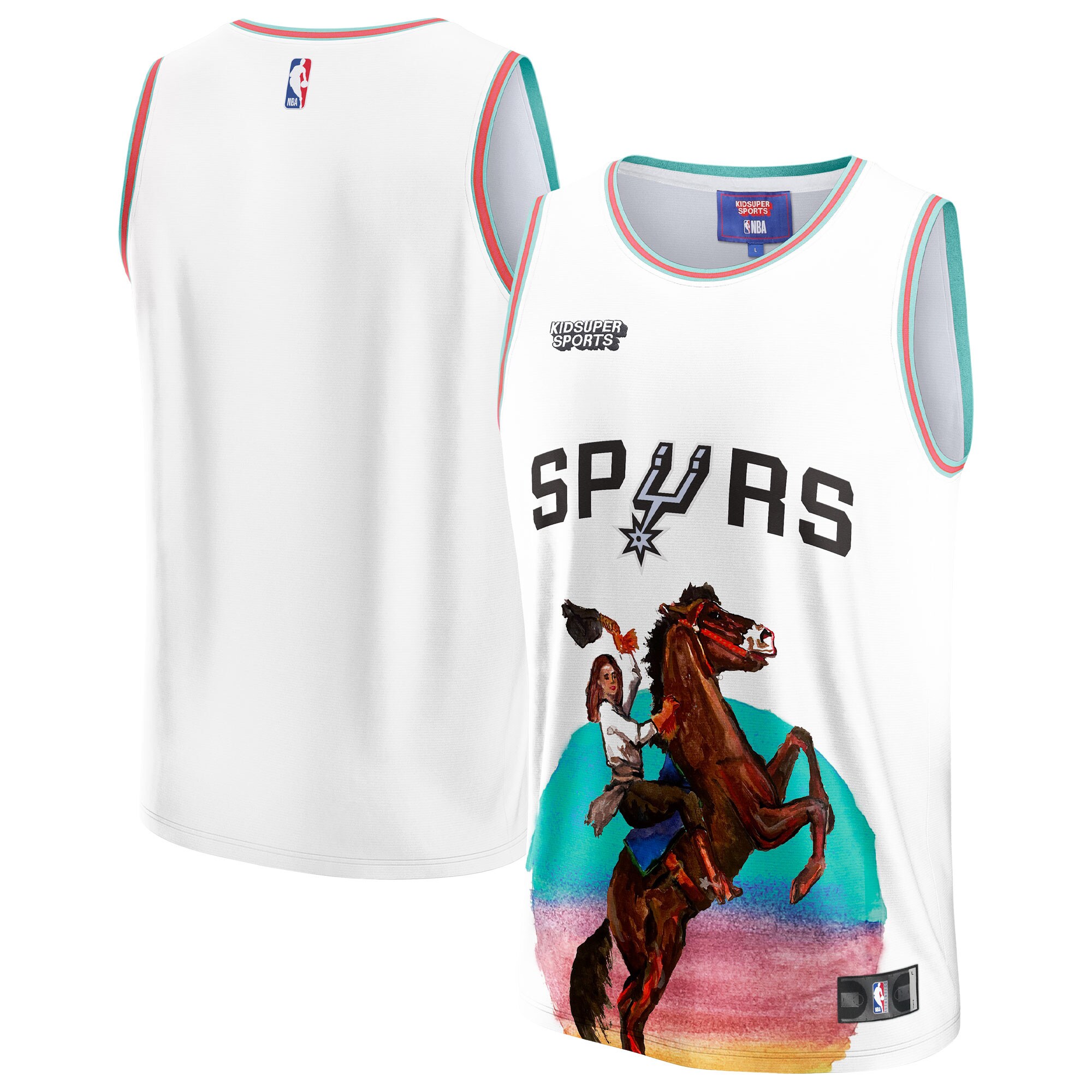 San Antonio Spurs NBA & KidSuper Studios by Fanatics Unisex Hometown Jersey - White - vstockx