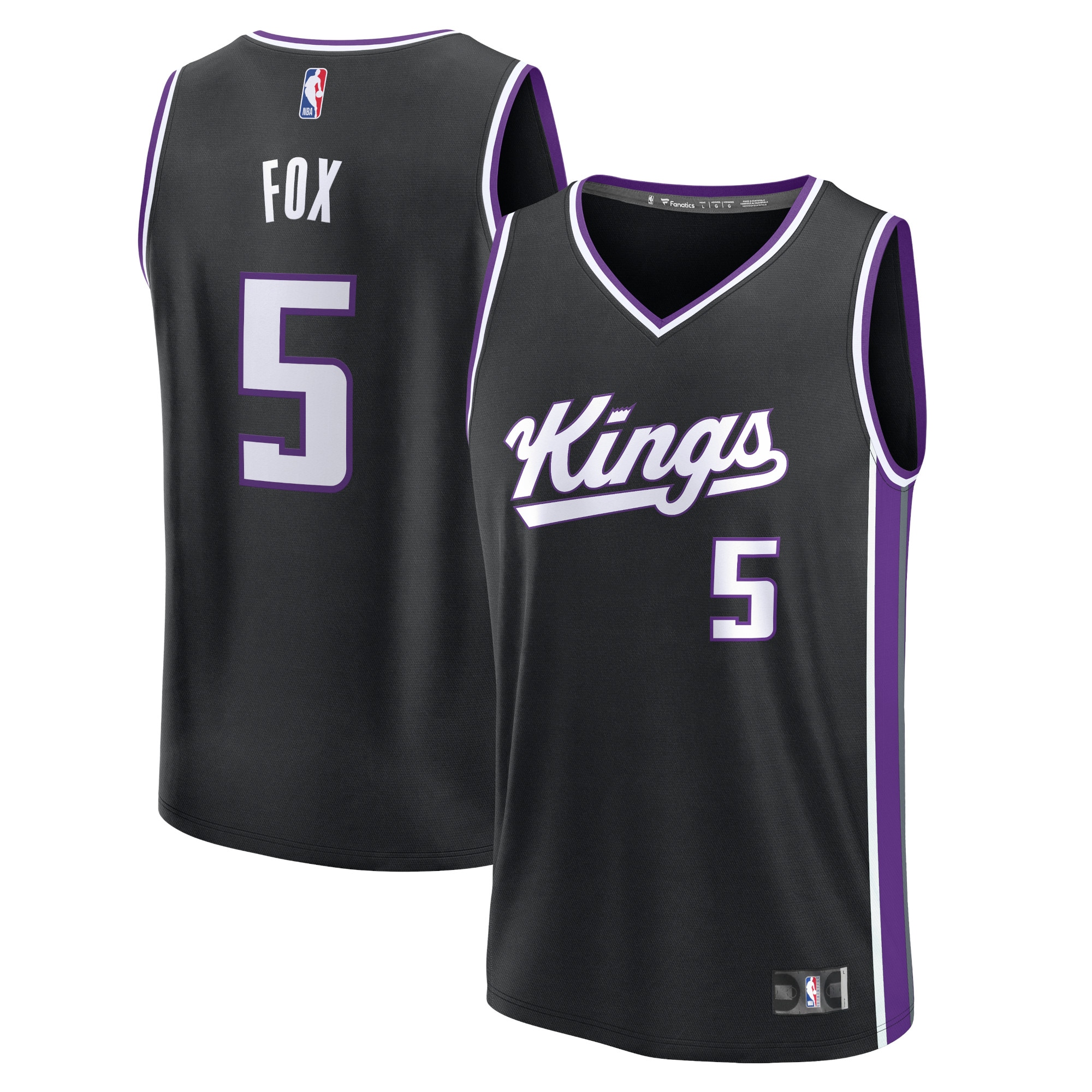 De'Aaron Fox Sacramento Kings Fanatics Branded 2023/24 Fast Break Replica Jersey - Icon Edition - Black - vstockx