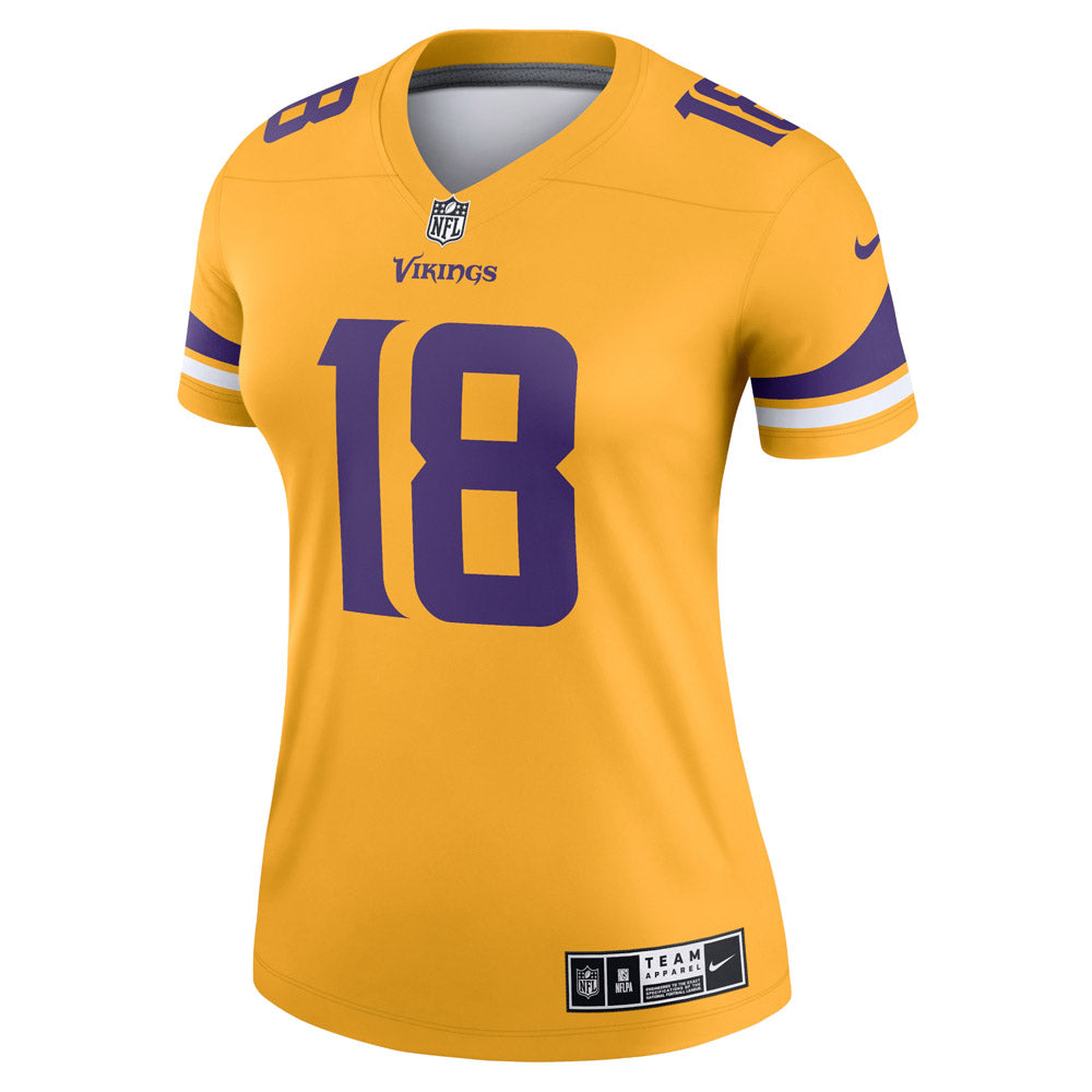 Women's Minnesota Vikings Justin Jefferson Inverted Legend Jersey Gold - vstockx