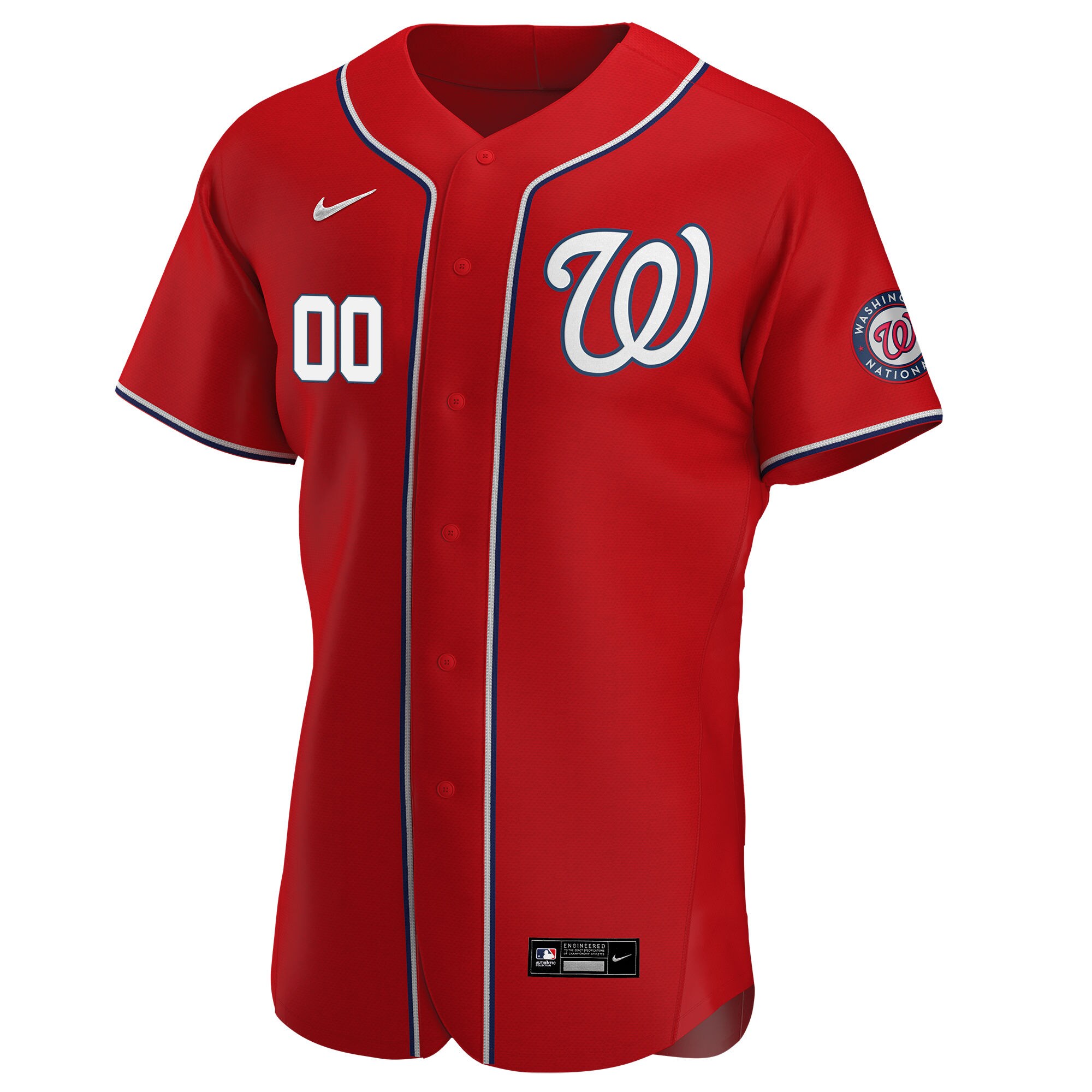 Washington Nationals Nike Alternate Authentic Custom Patch Jersey - Scarlet - vstockx