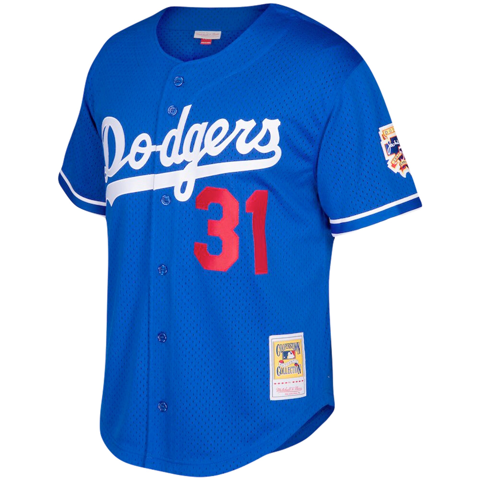 Mike Piazza Los Angeles Dodgers Mitchell & Ness Big & Tall Cooperstown Collection Mesh Button-Up Jersey- Royal - vstockx