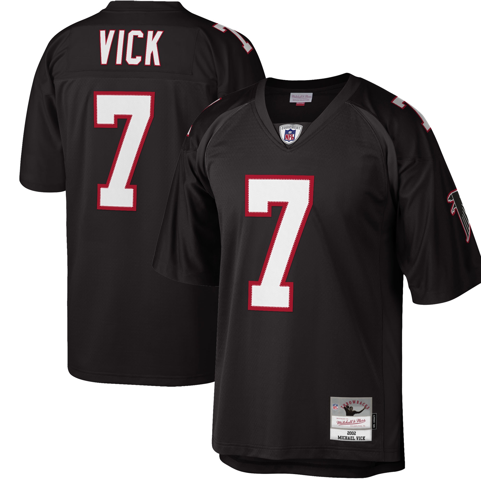 Michael Vick Atlanta Falcons Mitchell & Ness Big & Tall 2002 Retired Player Replica Jersey - Black - vstockx