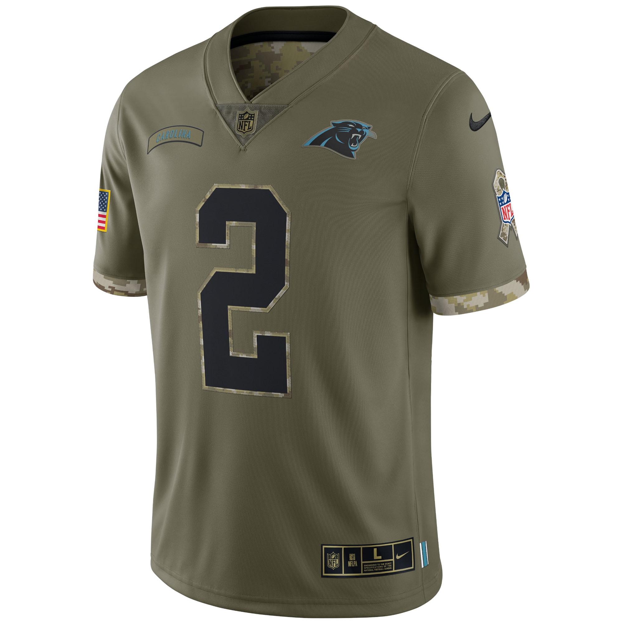 D.J. Moore Carolina Panthers Nike 2022 Salute To Service Limited Jersey - Olive - vstockx