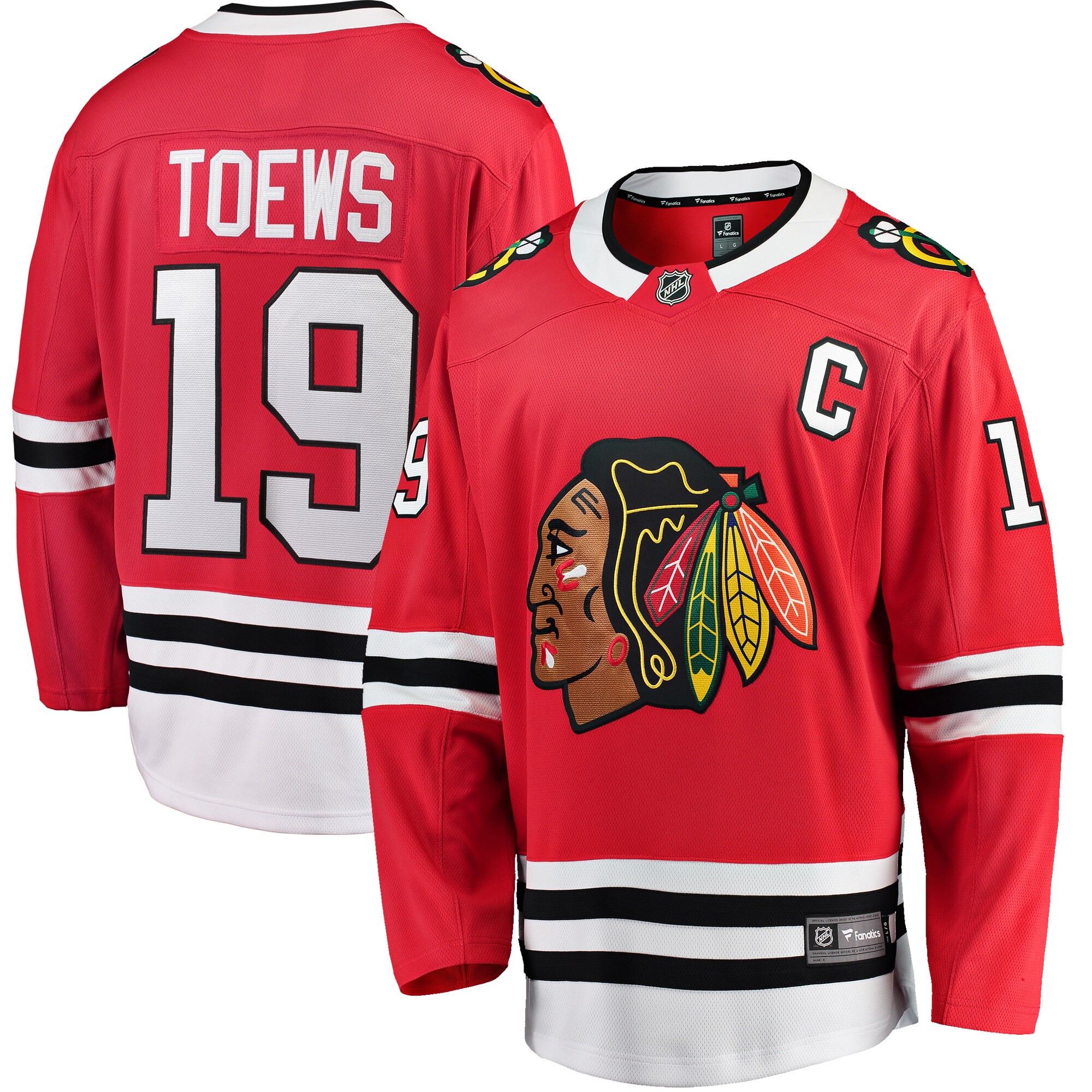 Jonathan Toews Chicago Blackhawks Fanatics Branded Breakaway Player Jersey - Red - vstockx
