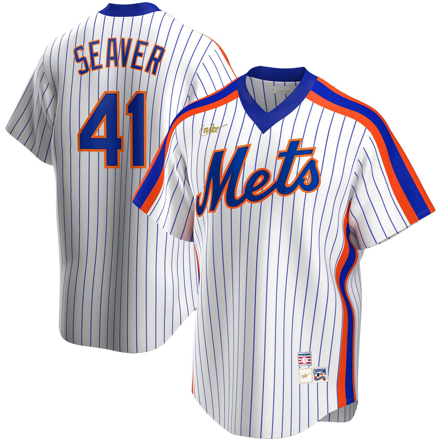 Men's Tom Seaver New York Mets Cooperstown Collection Royal Pinstripe Replica Jersey - vstockx