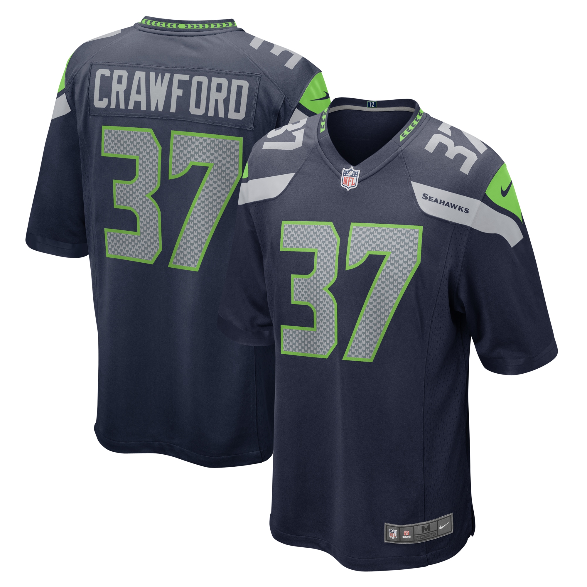 Xavier Crawford Seattle Seahawks Nike Home Game Player Jersey - College Navy - vstockx