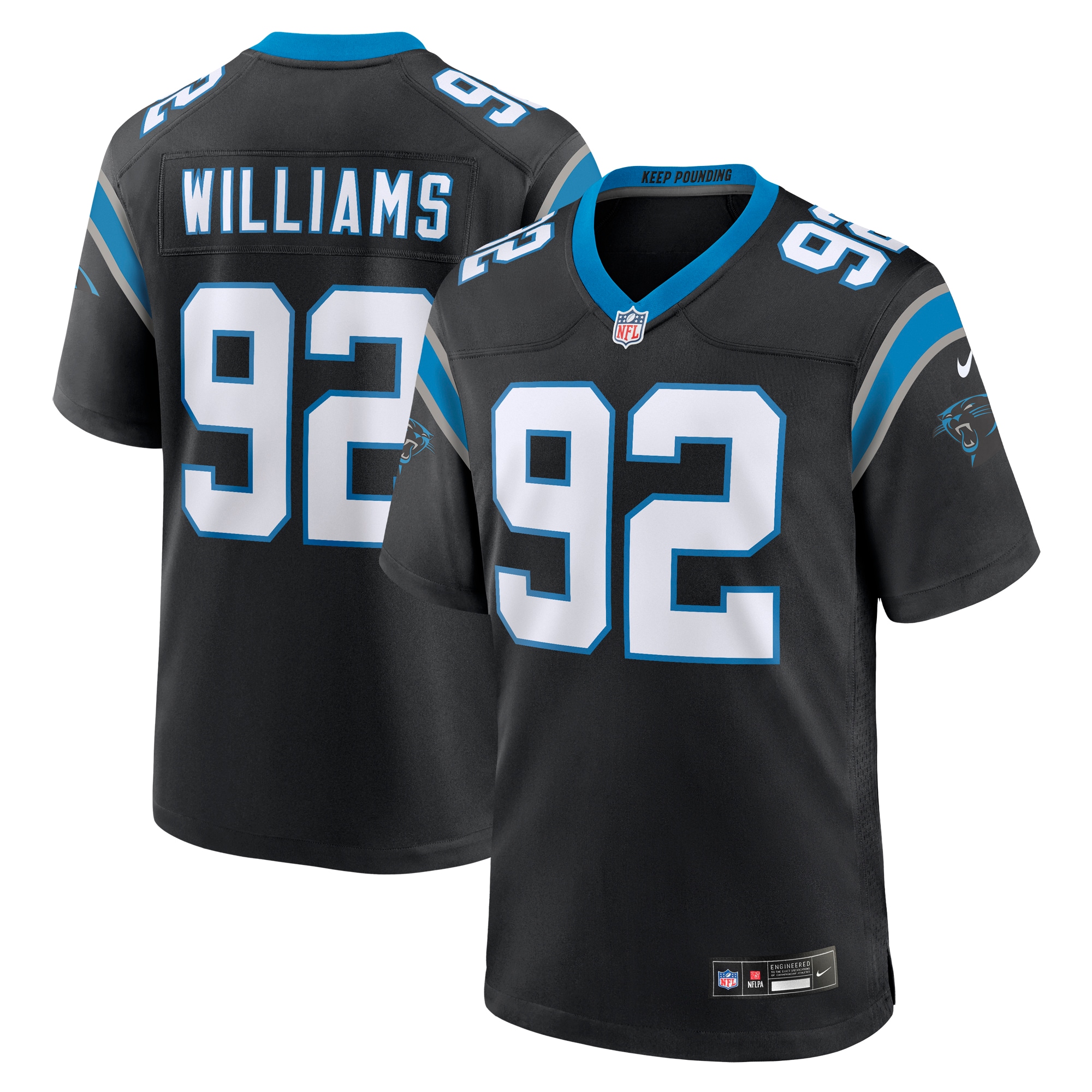Raequan Williams Carolina Panthers Nike Team Game Jersey - Black - vstockx