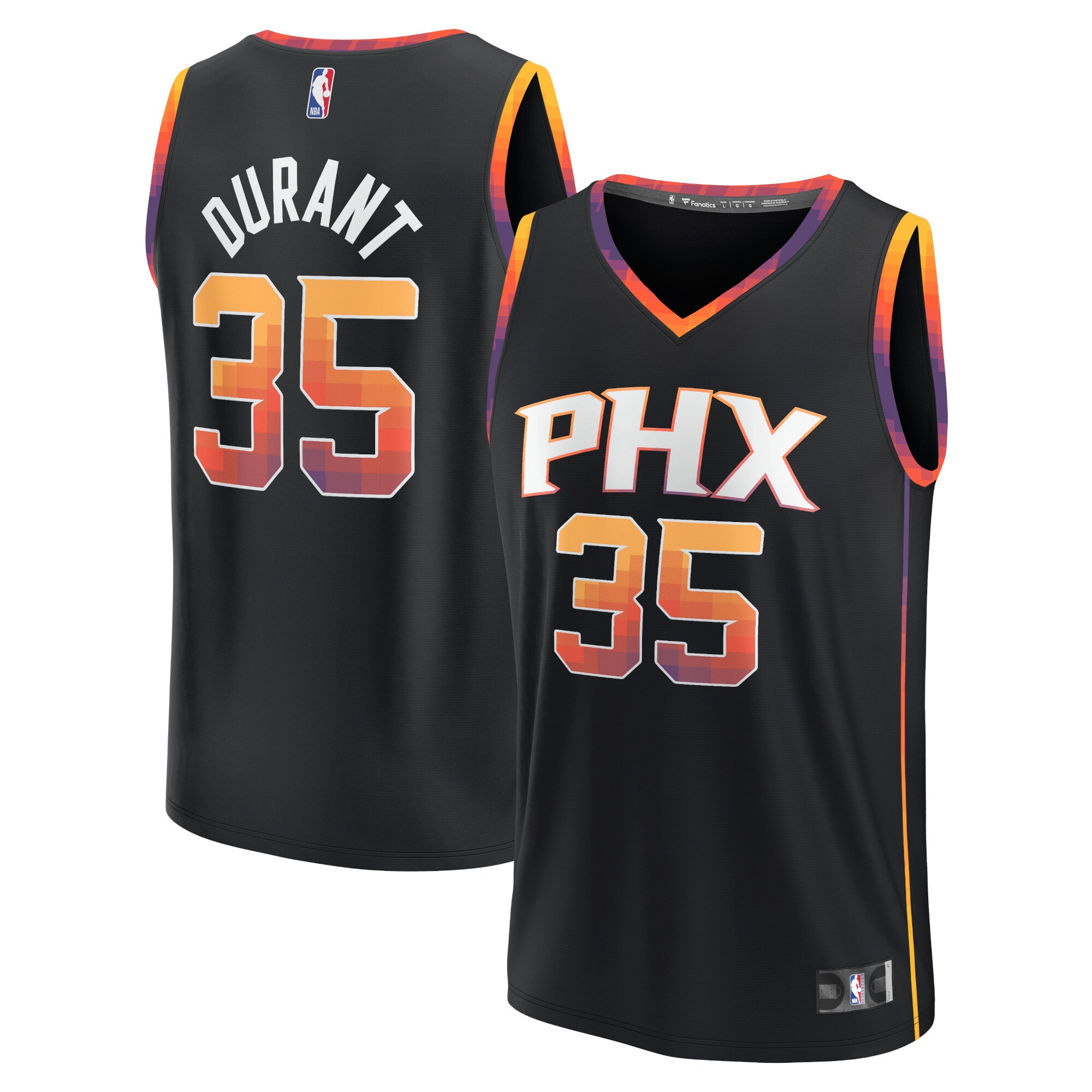 Kevin Durant Phoenix Suns Fanatics Branded Youth Fast Break Player Jersey - Statement Edition - Black - vstockx