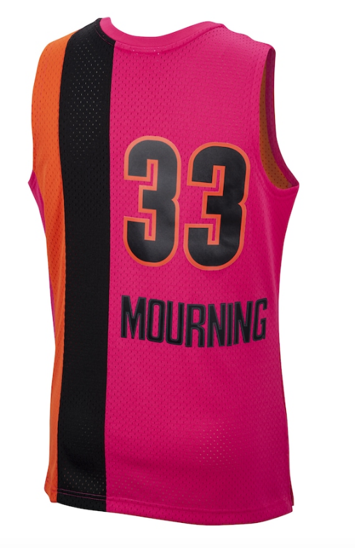 Men's Miami Heat Alonzo Mourning Mitchell & Ness Hardwood Classics Reload 2.0 Swingman Jersey - Pink - vstockx
