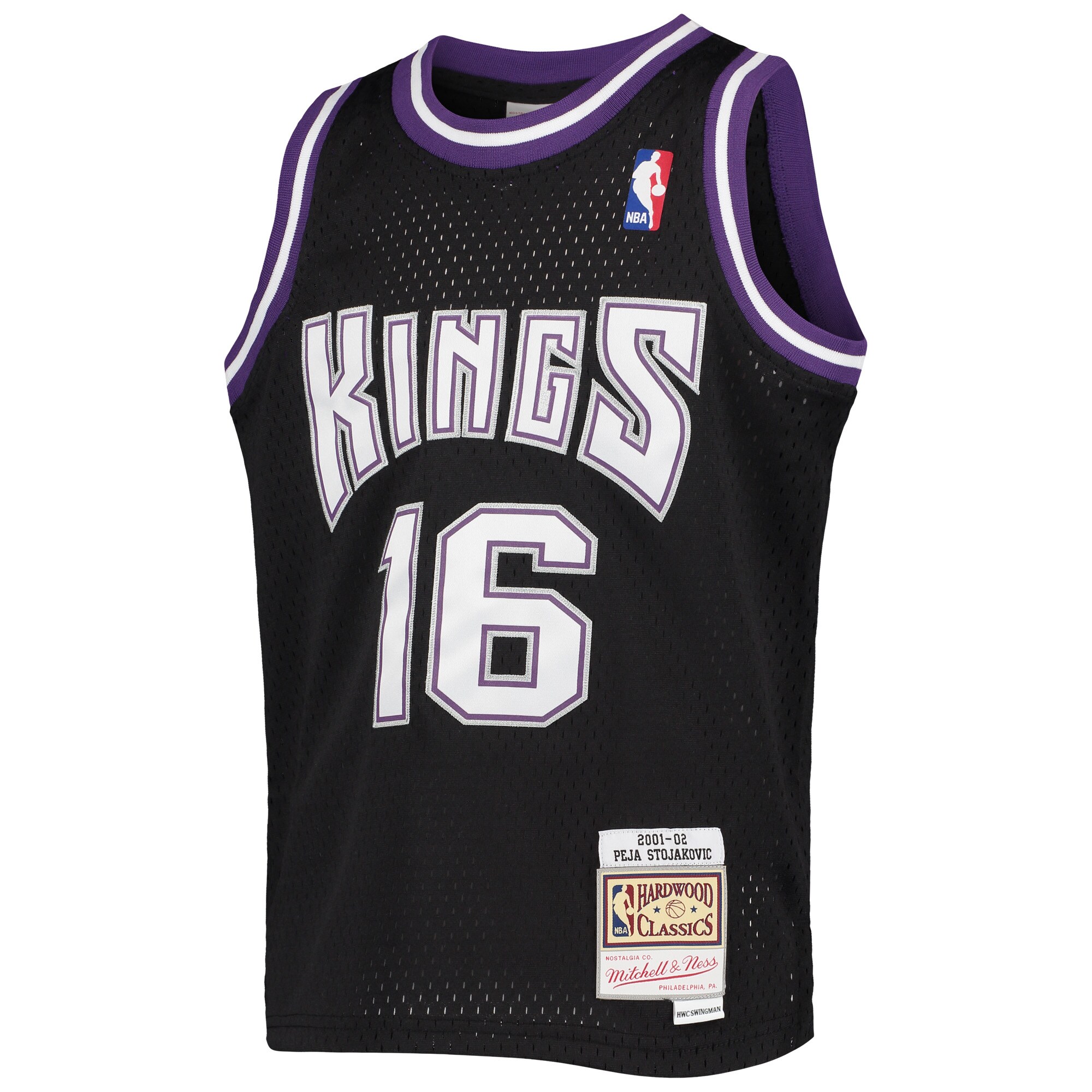 Peja Stojakovic Sacramento Kings Mitchell & Ness Youth 2000-01 Hardwood Classics Swingman Jersey - Black - vstockx
