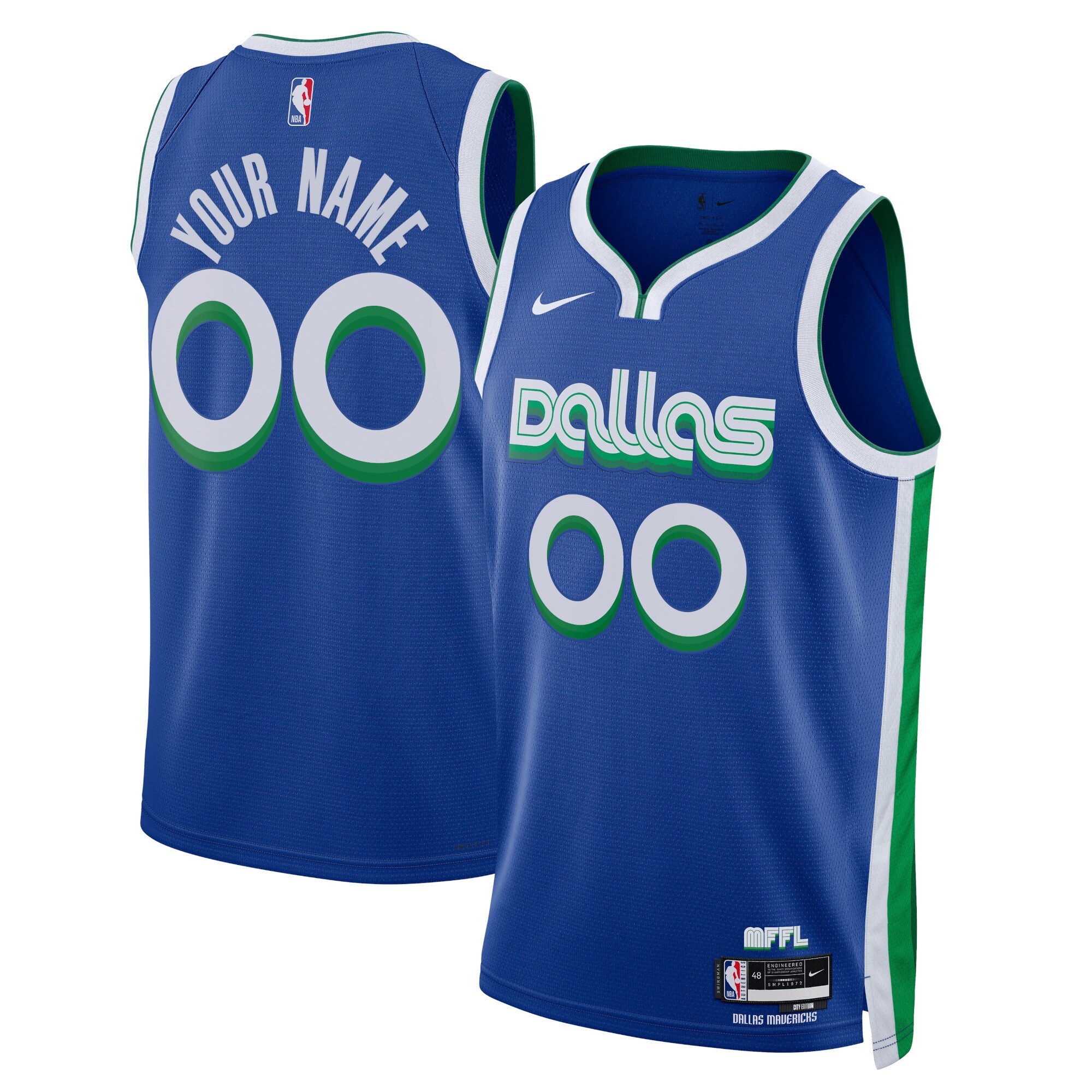 Dallas Mavericks Nike Unisex 2022/23 Swingman Custom Jersey - City Edition - Blue - vstockx