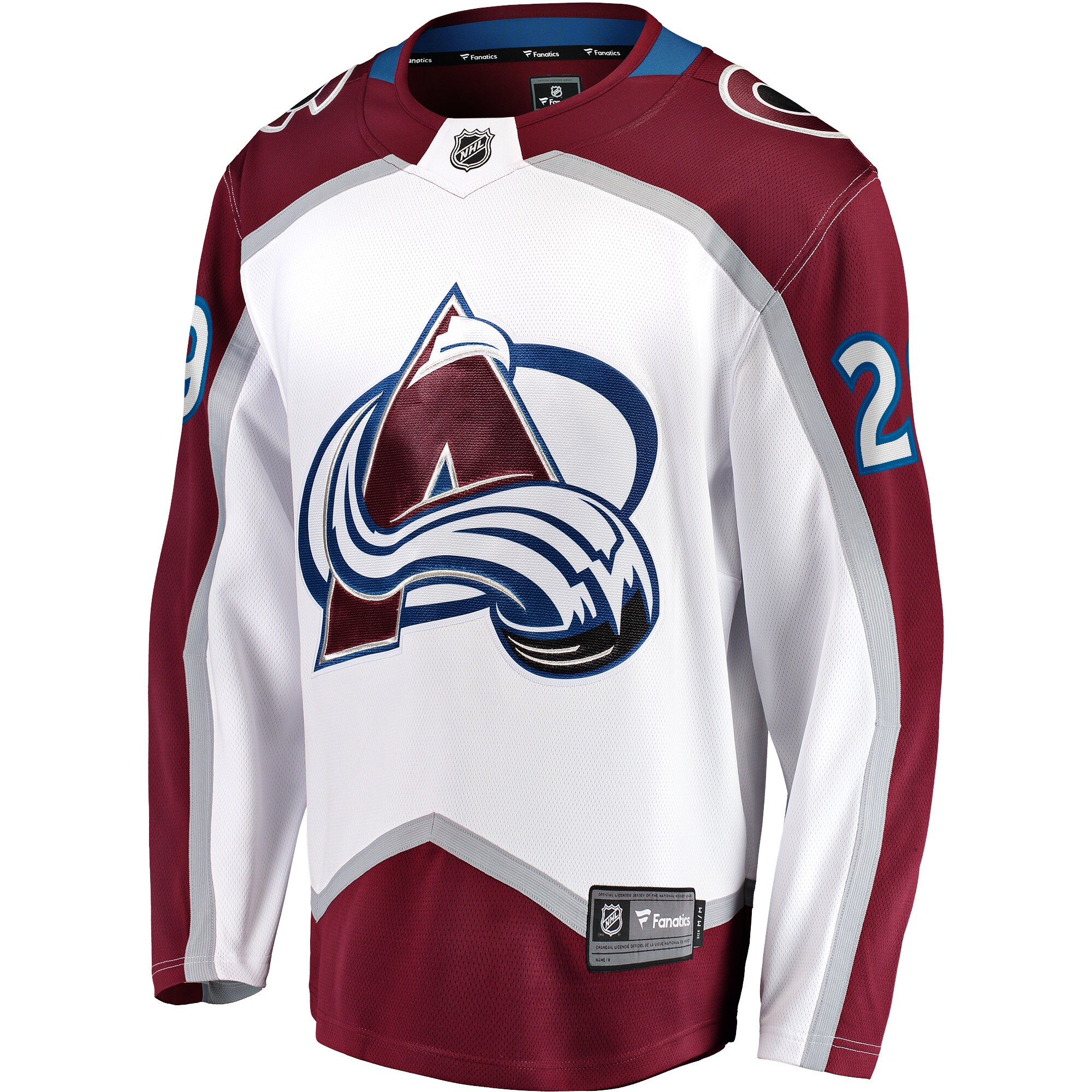 Nathan MacKinnon Colorado Avalanche Fanatics Branded Away Premier Breakaway Player Jersey - White - vstockx