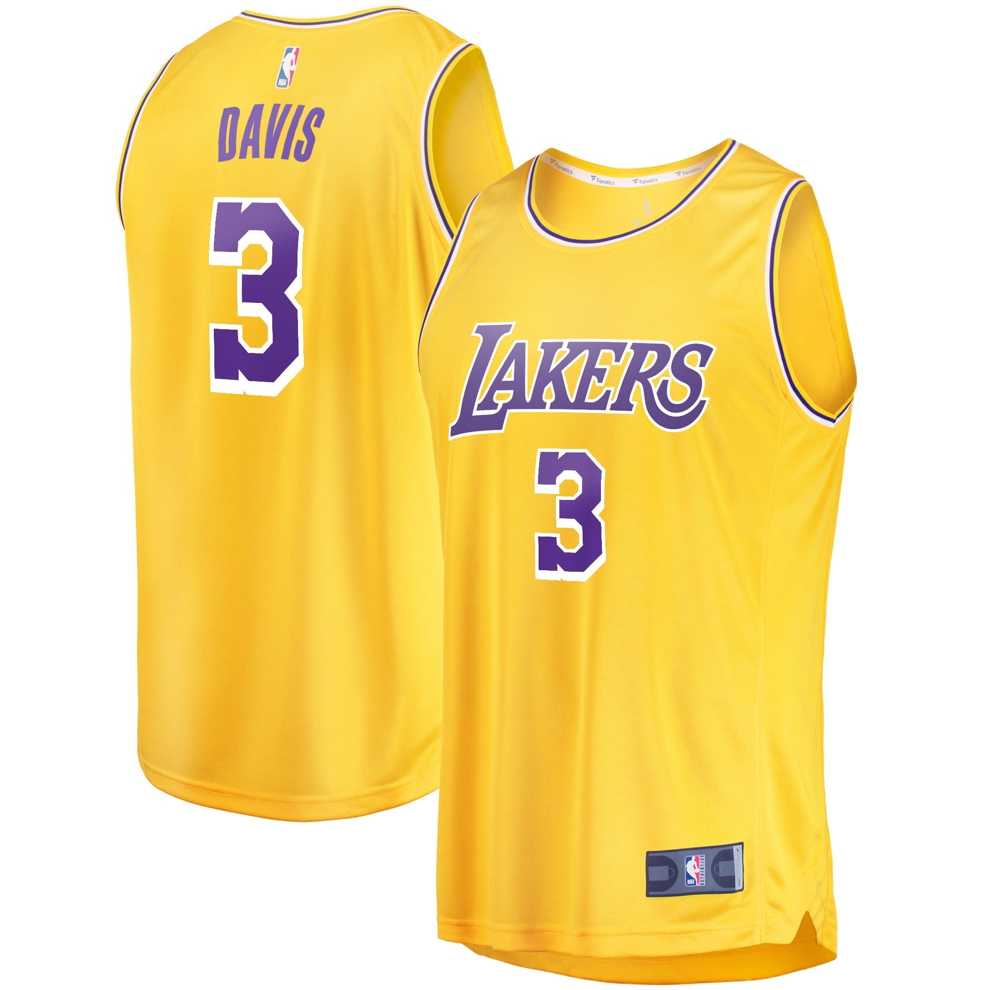 Youth Fanatics Branded Anthony Davis Gold Los Angeles Lakers 2019/20 Fast Break Replica Jersey - Icon Edition - vstockx