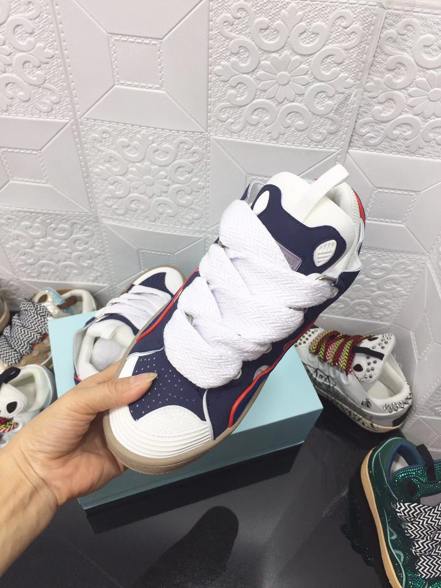 Lanvin Leather Curb blue and white color - vstockx