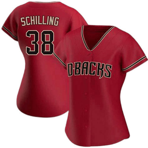 Women's Arizona Diamondbacks Curt Schilling Replica Alternate Jersey - Red - vstockx