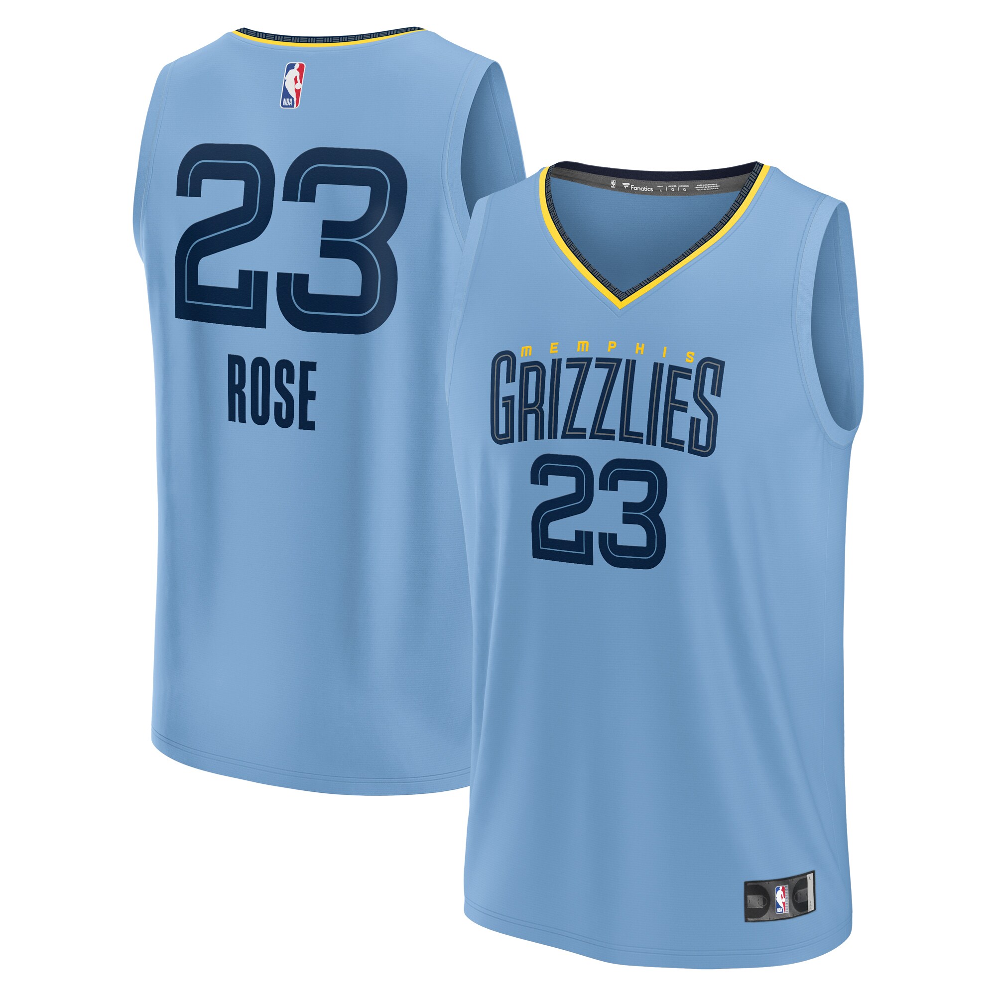 Derrick Rose Memphis Grizzlies Fanatics Branded Men's Fast Break Player Jersey - Statement Edition - Light Blue - vstockx