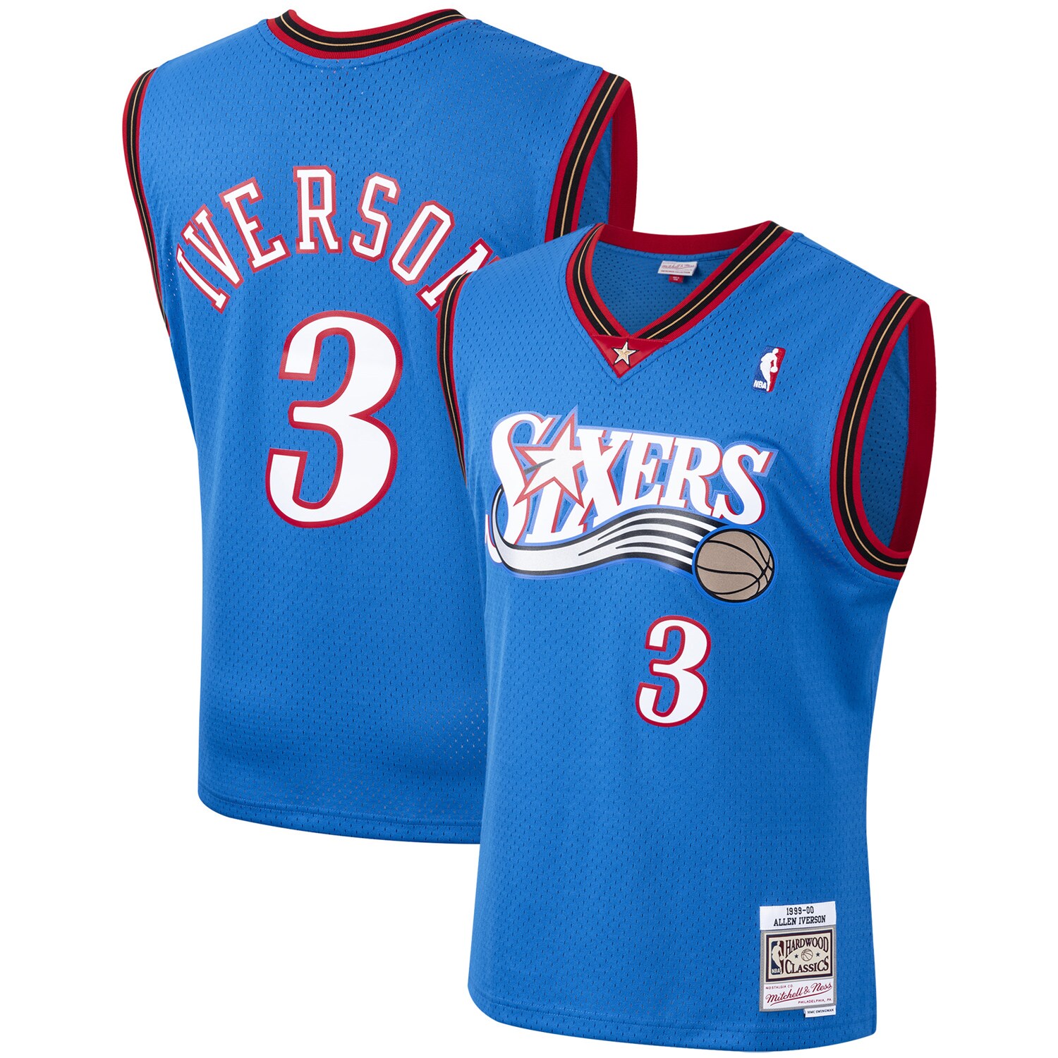 Allen Iverson Philadelphia 76ers Mitchell & Ness Hardwood Classics Swingman Jersey - Royal - vstockx