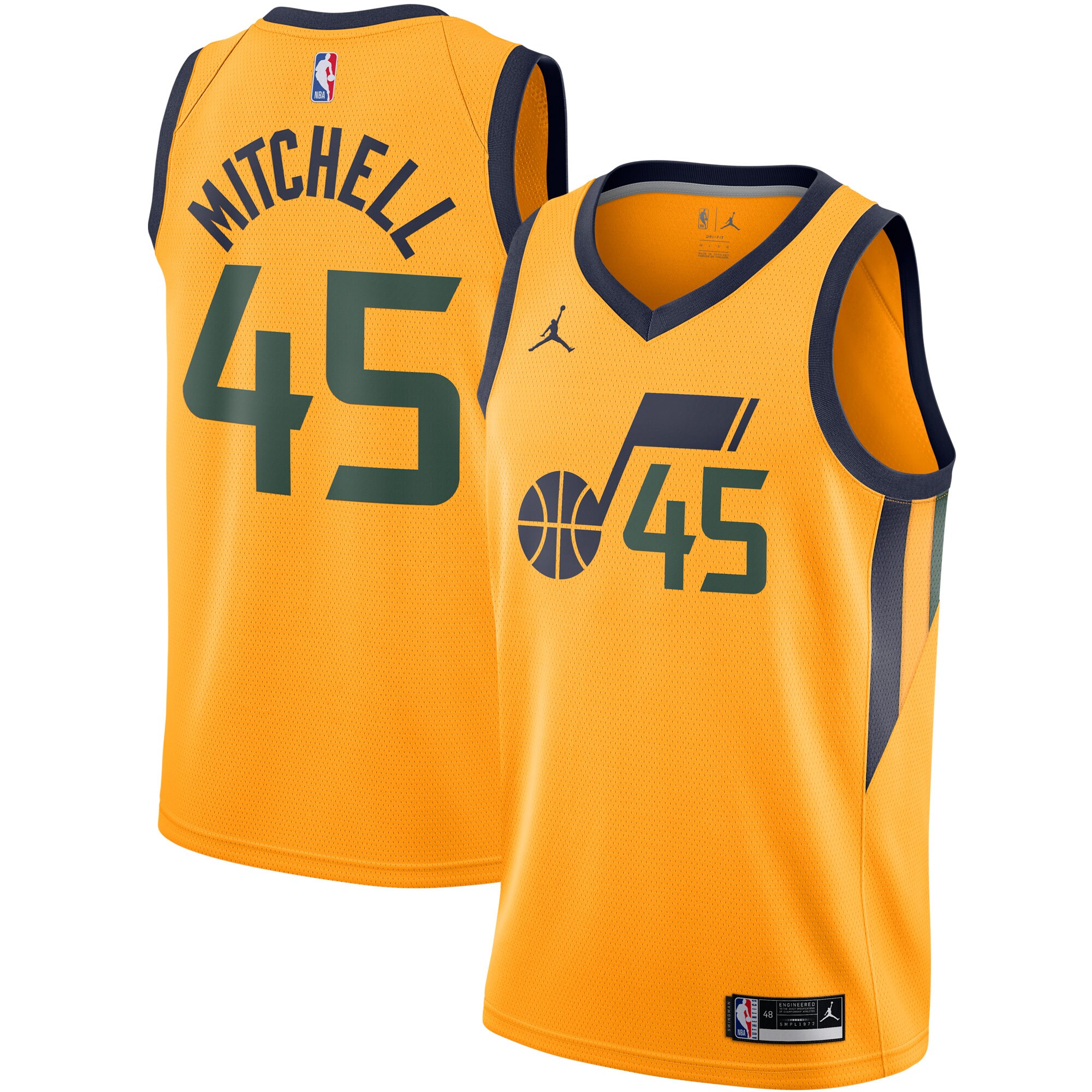 Donovan Mitchell Utah Jazz Jordans Brand 2020/21 Swingman Jersey - Statement Edition - Gold - vstockx