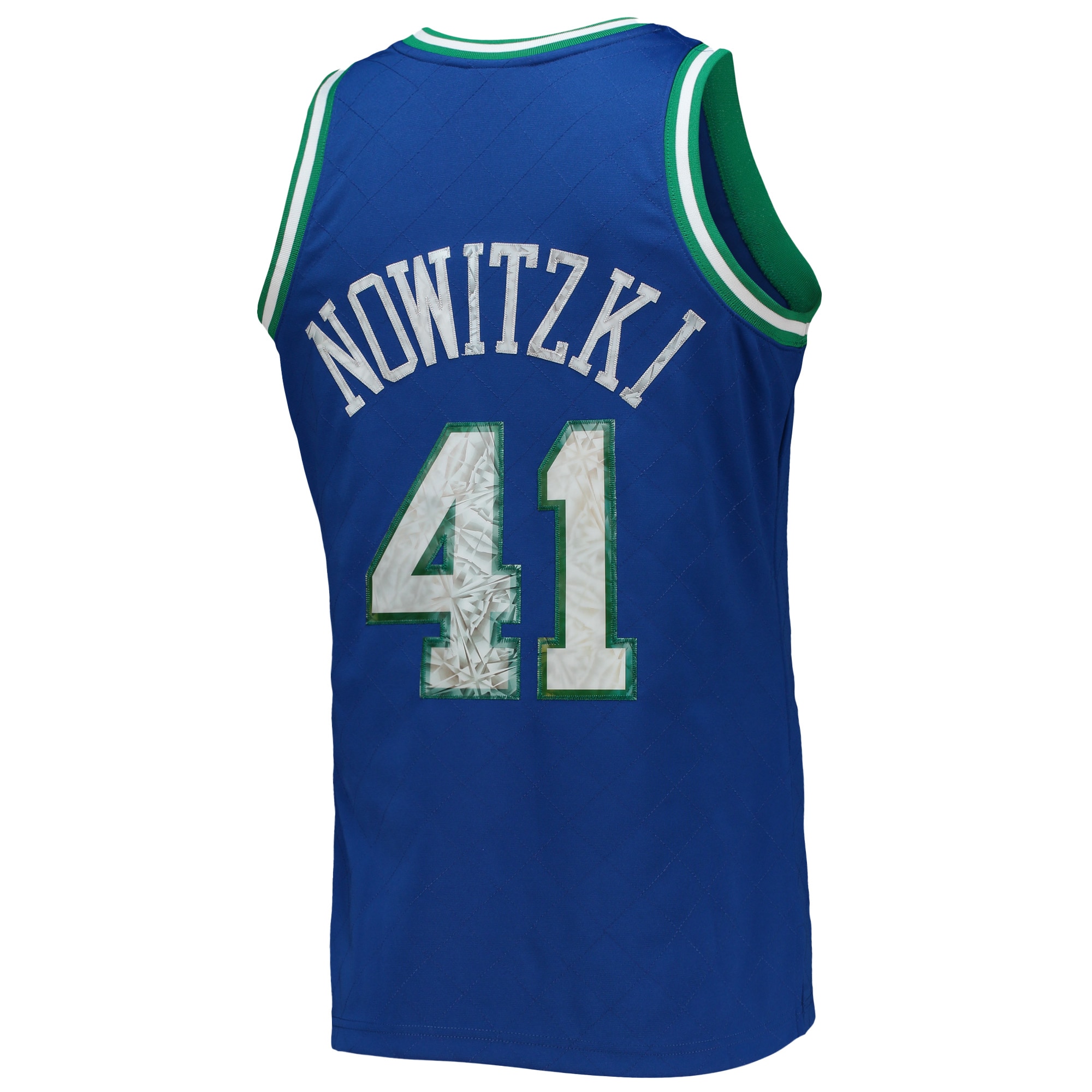 Dirk Nowitzki Dallas Mavericks Mitchell & Ness 1996-97 Hardwood Classics NBA 75th Anniversary Diamond Swingman Jersey - Blue - vstockx