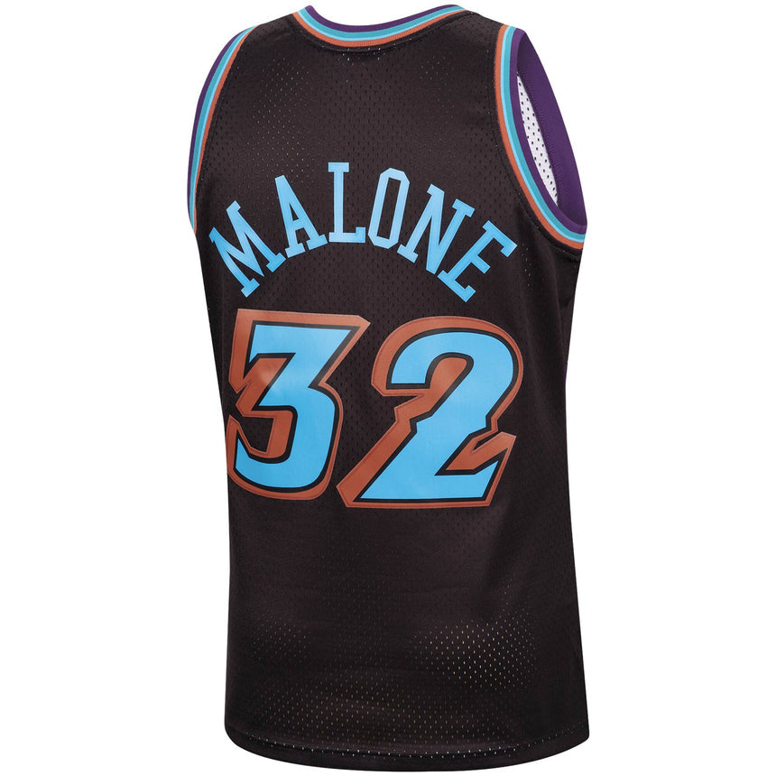 Men's Mitchell & Ness Karl Malone Black Utah Jazz 1996-97 Hardwood Classics Reload Swingman Jersey - vstockx