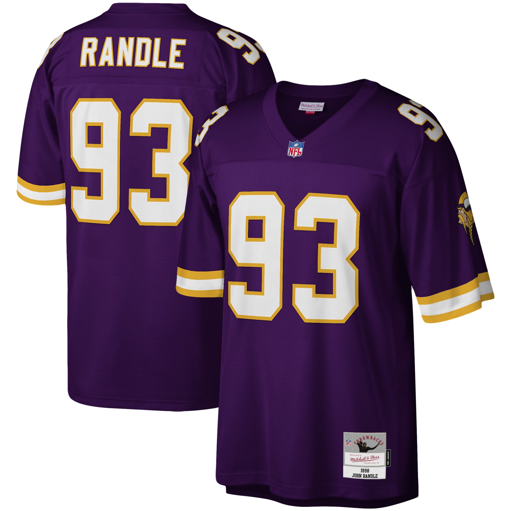 John Randle Minnesota Vikings Mitchell & Ness Legacy Replica Jersey - Purple - vstockx
