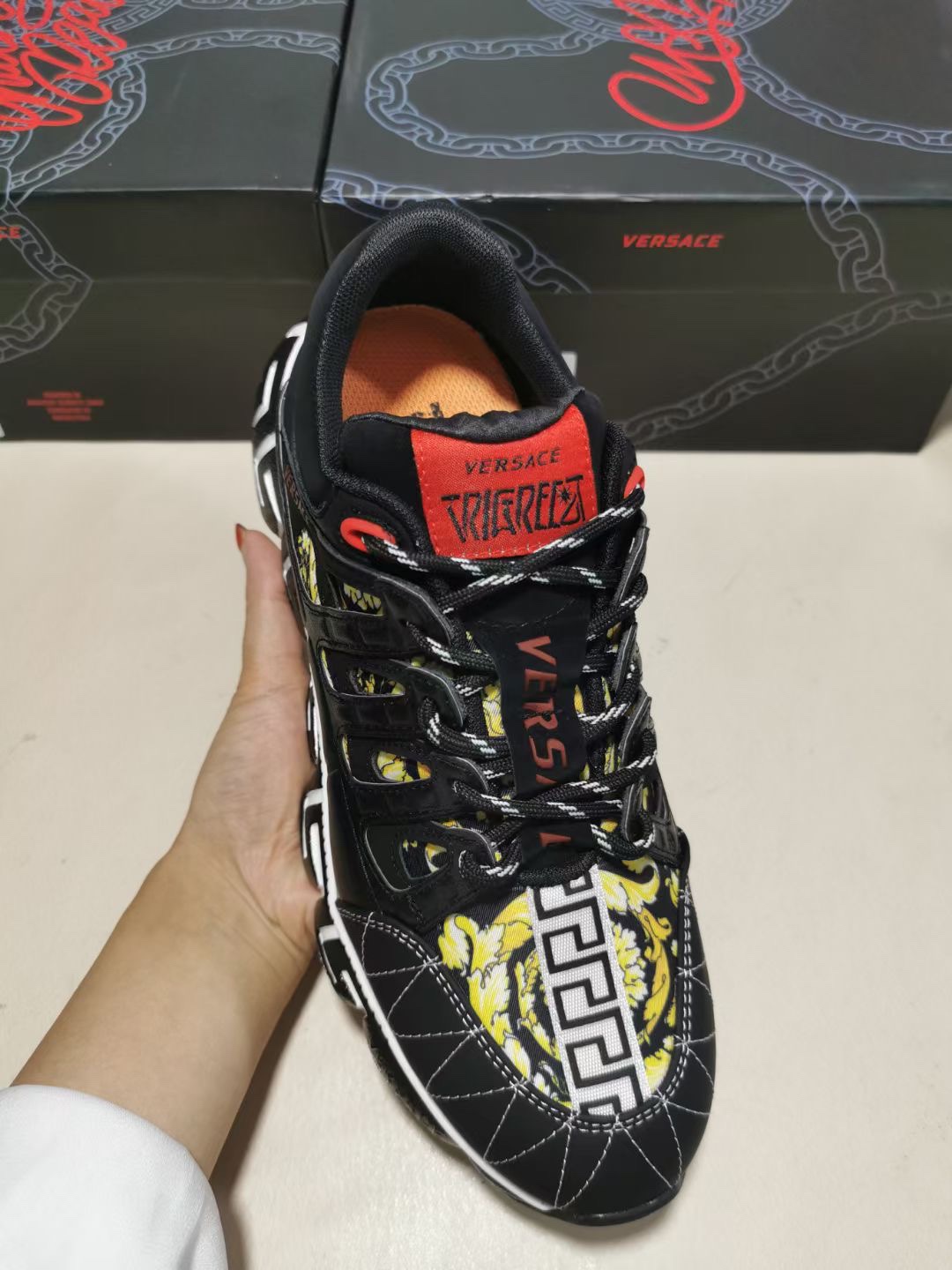 Versace Trigreca Barocco Print Black - vstockx