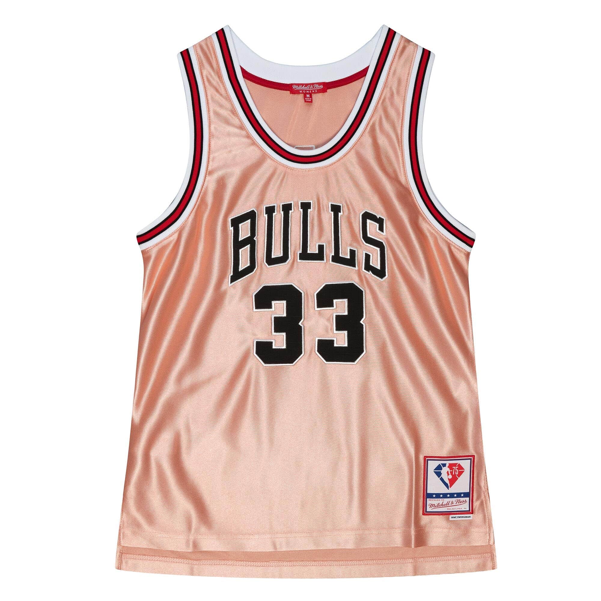 Womens 75th Anniversary Rose Gold Swingman Scottie Pippen Chicago Bulls 1997-98 Jersey - vstockx