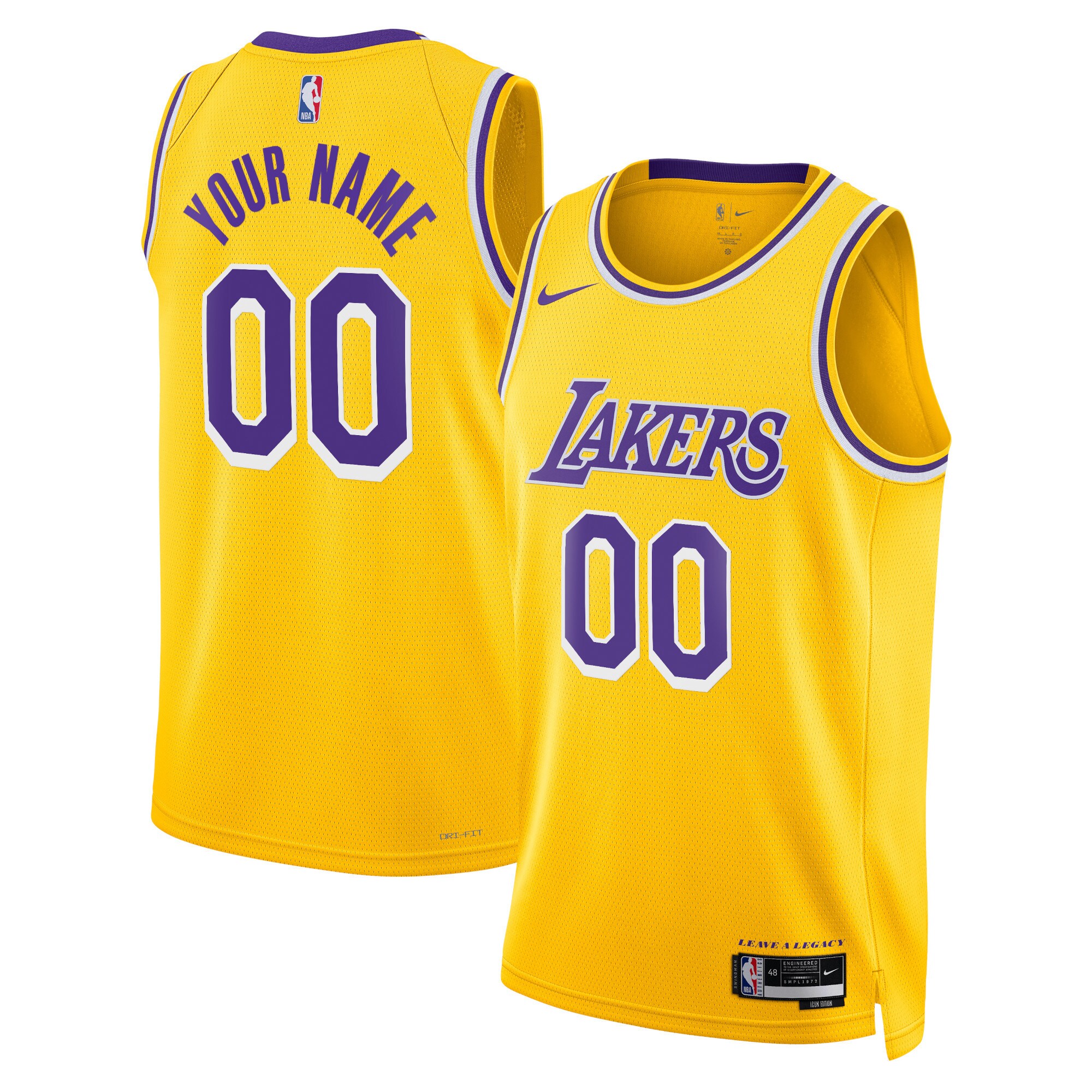 Los Angeles Lakers Nike Unisex Swingman Custom Jersey Gold - Icon Edition - vstockx