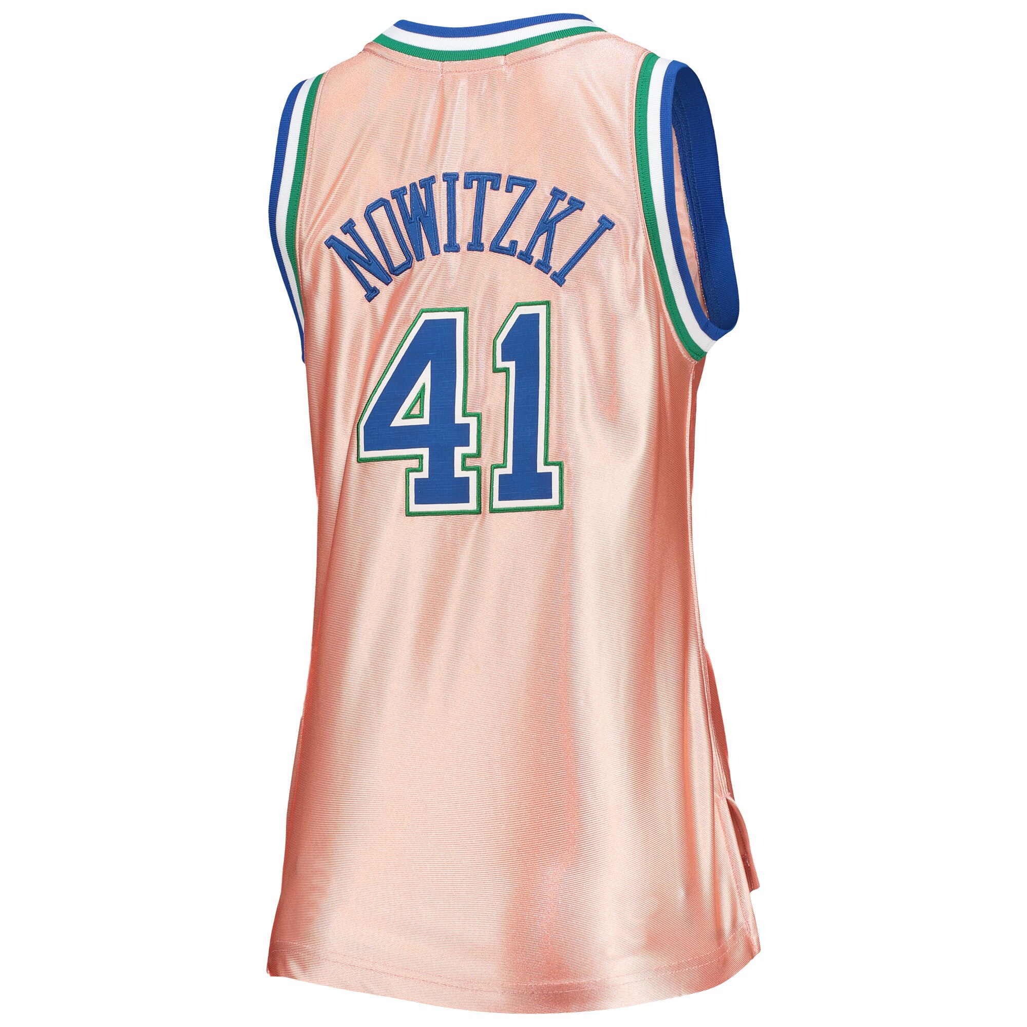 Dirk Nowitzki Dallas Mavericks Mitchell & Ness Women's 75th Anniversary Rose Gold 1998 Swingman Jersey - Pink - vstockx