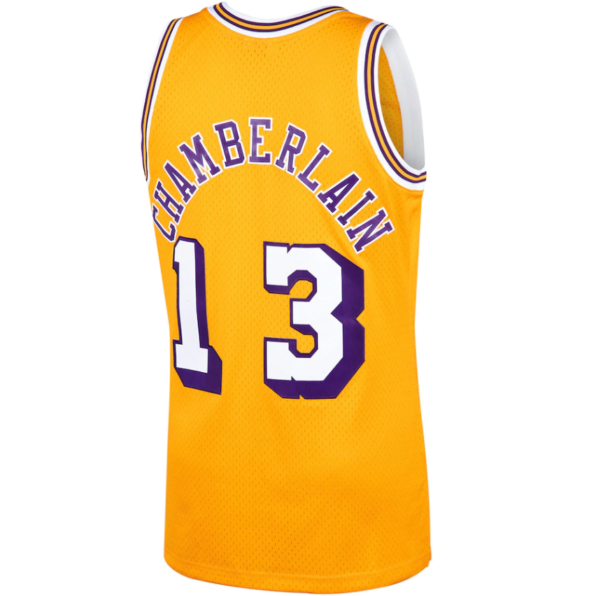 Men's Mitchell & Ness Wilt Chamberlain Los Angeles Lakers Gold 1970-71 Hardwood Classics Swingman Jersey - vstockx