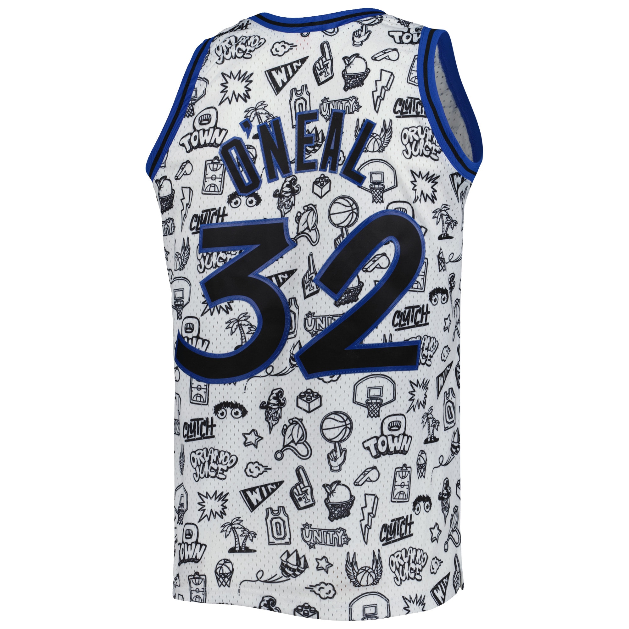 Shaquille O'Neal Orlando Magic Mitchell & Ness 1994/95 Hardwood Classics Doodle Swingman Jersey - White - vstockx