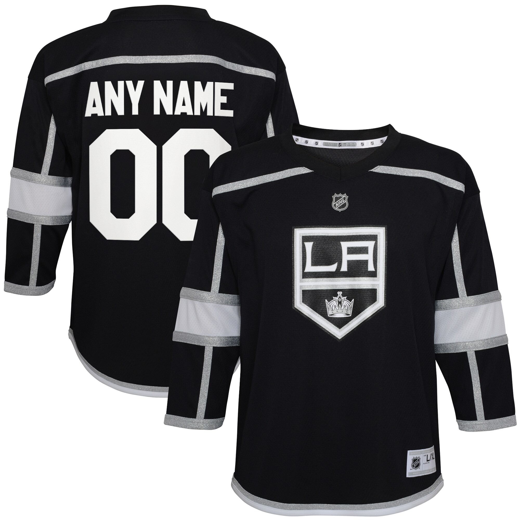Los Angeles Kings Youth Home Replica Custom Jersey - Black - vstockx