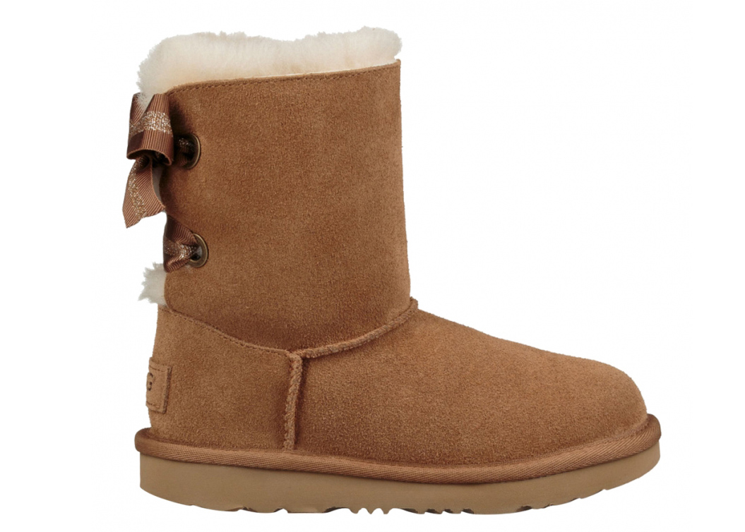 UGG Bailey Bow II Boot Customizable Ribbon Chestnut (Kids) - vstockx