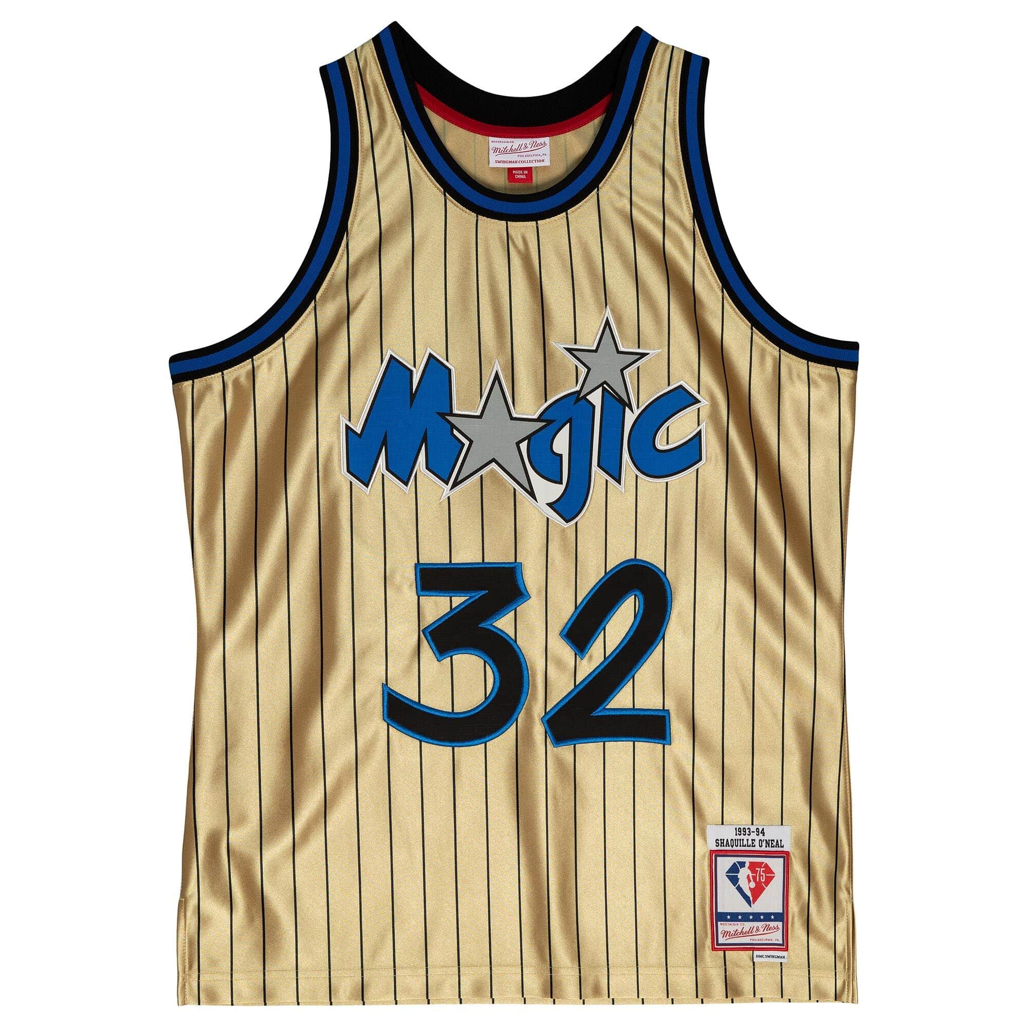75th Anniversary Gold Swingman Shaquille O'Neal Orlando Magic 1993-94 Jersey - vstockx