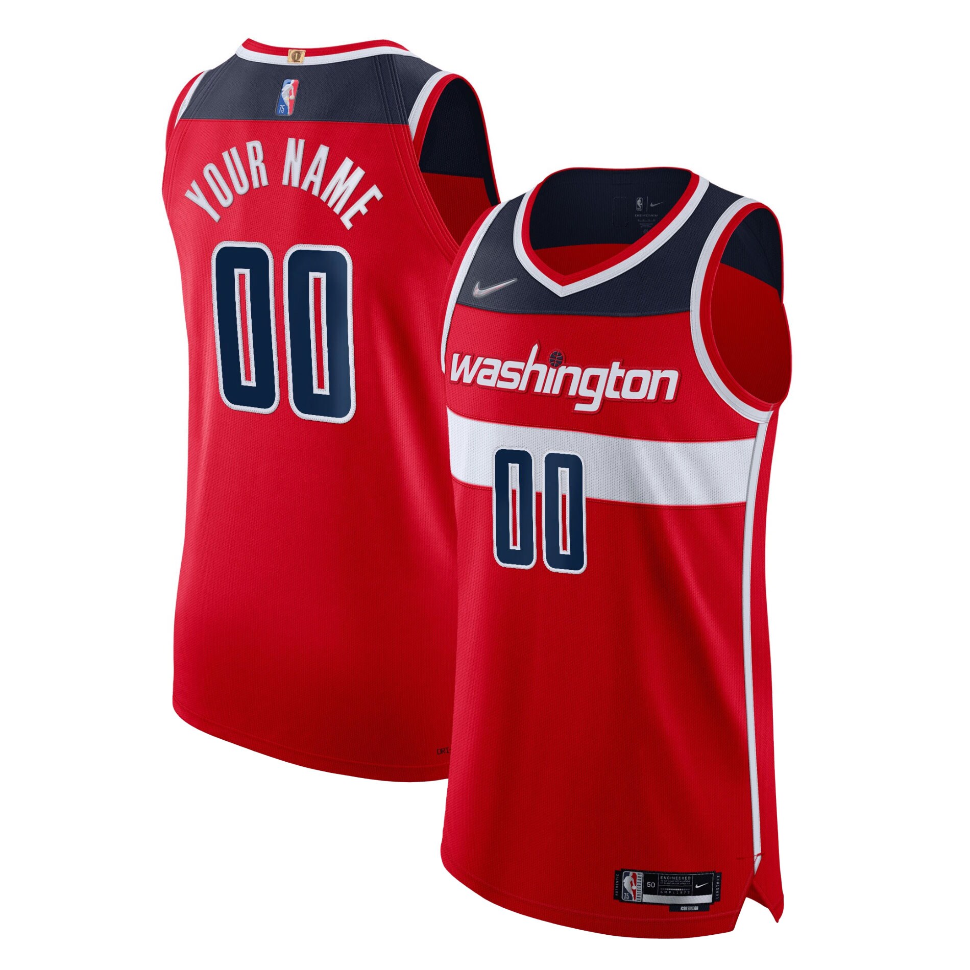 Washington Wizards Nike 2021/22 Diamond Authentic Custom Jersey - Icon Edition - Red - vstockx
