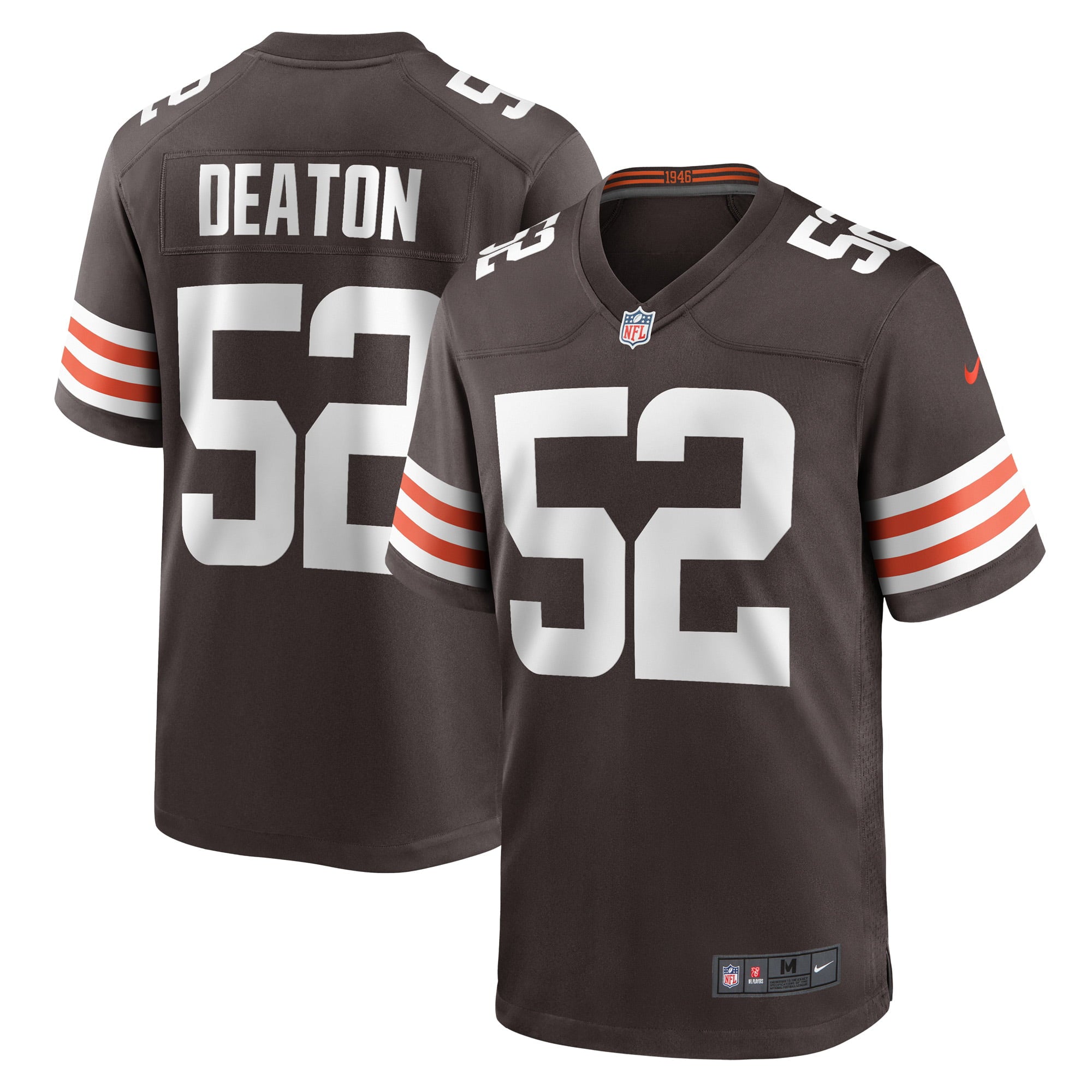 Men's Nike Dawson Deaton Brown Cleveland Browns Game Player Jersey - vstockx